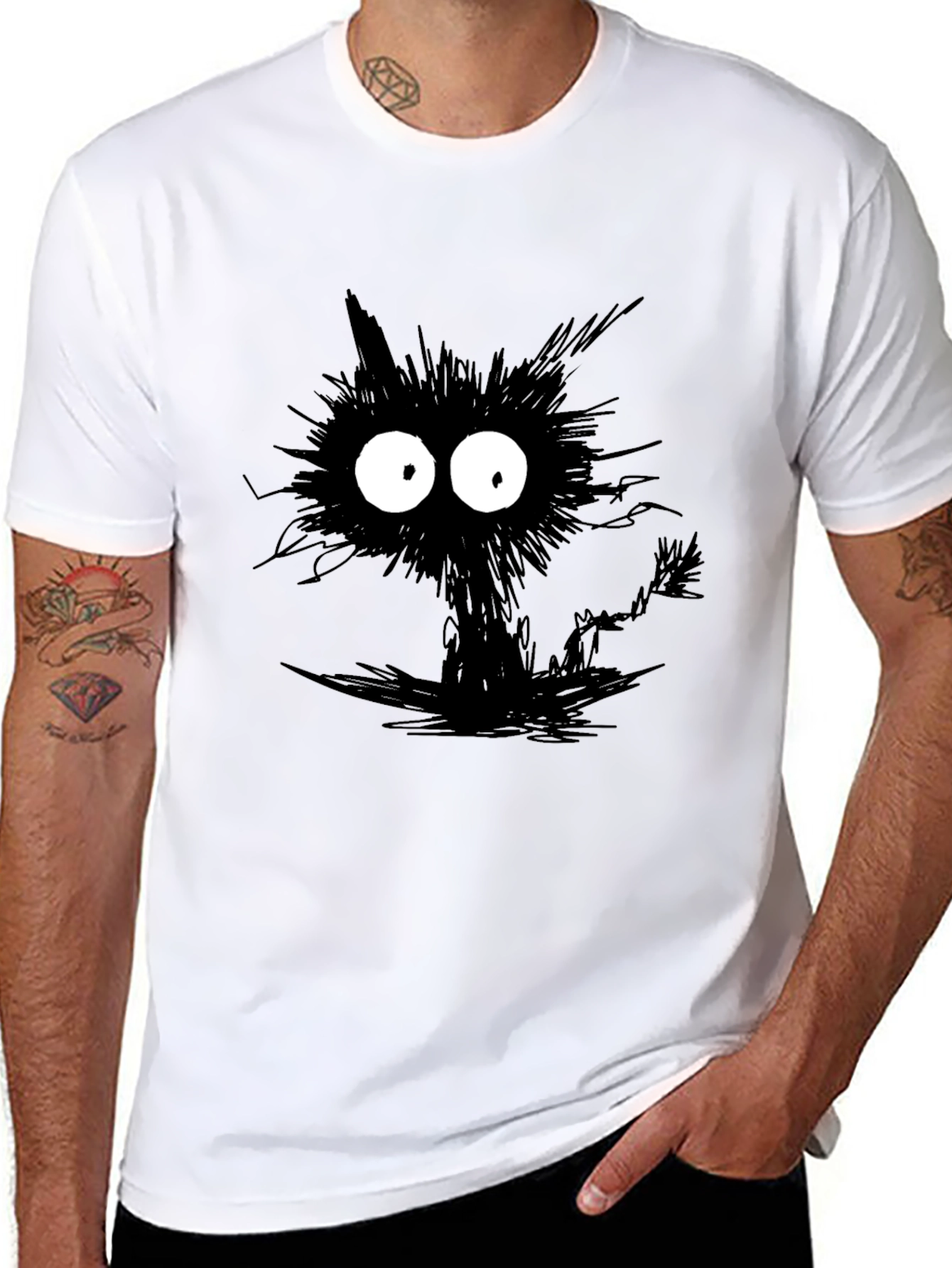 Black Black Cat Cartoon T-Shirt view 8