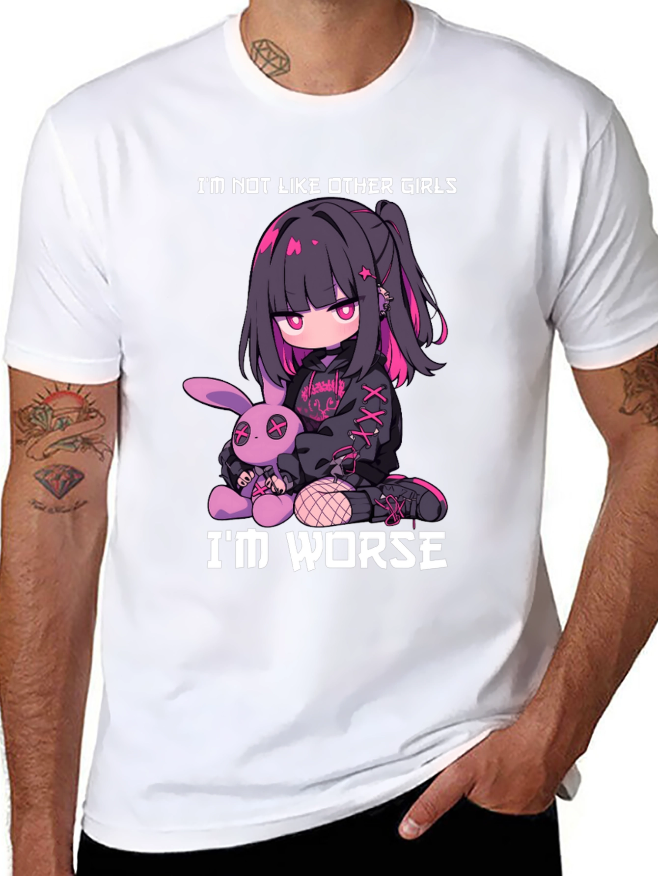 Black I'm Not Like Other Girls - Goth Anime T-Shirt view 8