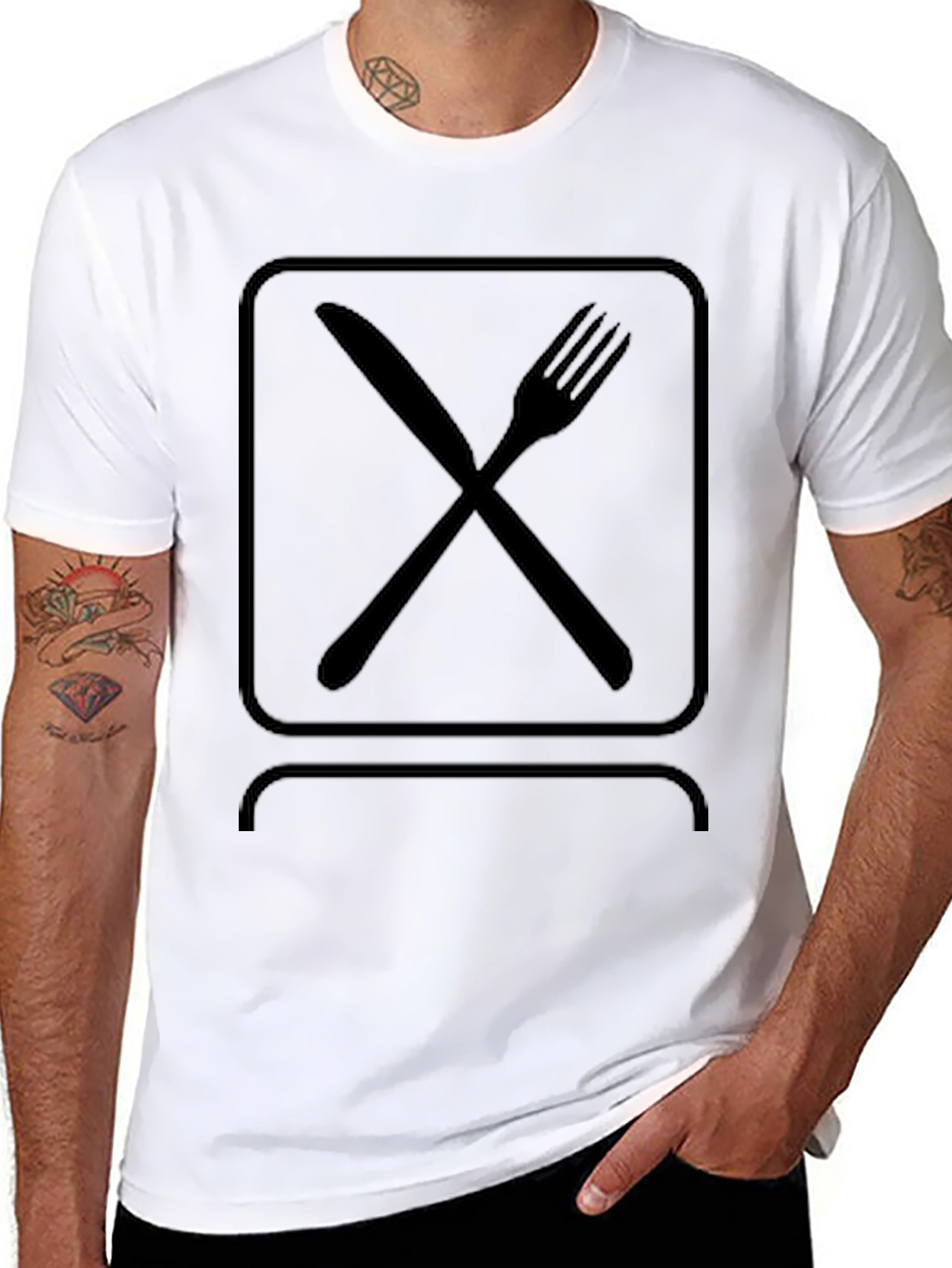 Black Fork and Knife Graphic Tee - Black Casual Style view 8