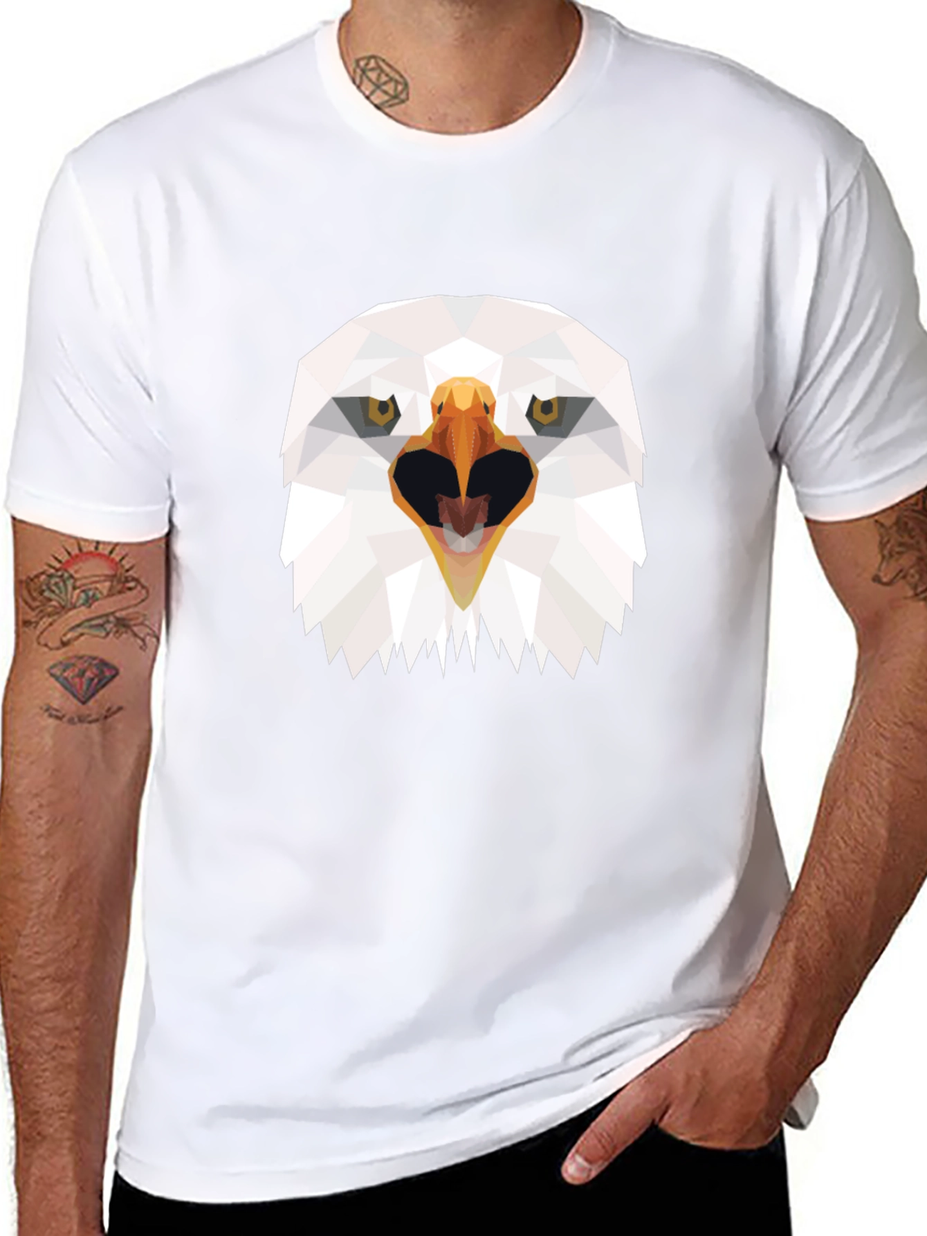 Black Geometric Eagle Graphic T-Shirt - Bold Black Tee view 8