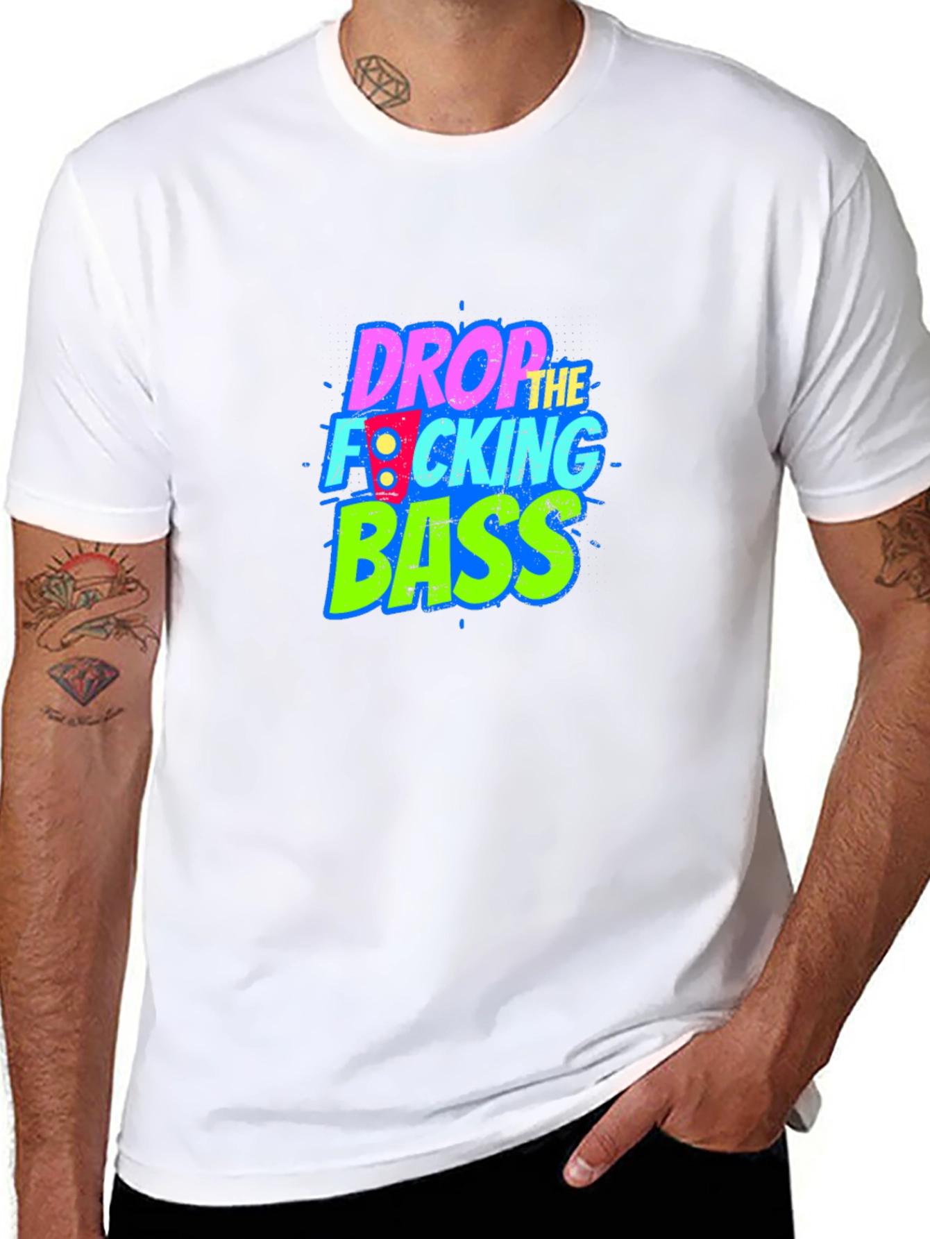Black Drop the Bass Graphic Tee - Black Cotton Comfort view 8