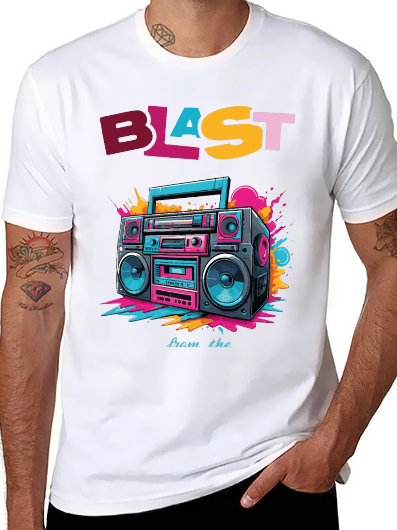 Black Retro Boombox Graphic Tee - Blast from the Past! view 8