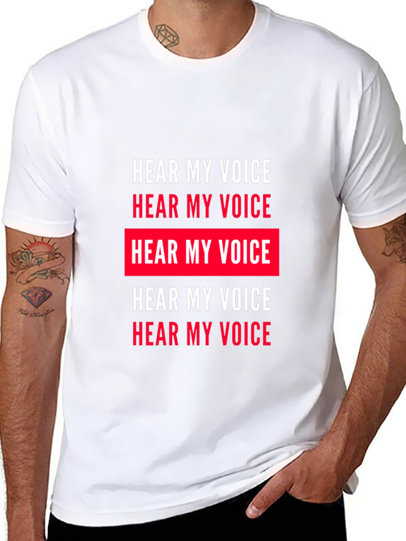Black Hear My Voice T-Shirt - Statement Tee view 8
