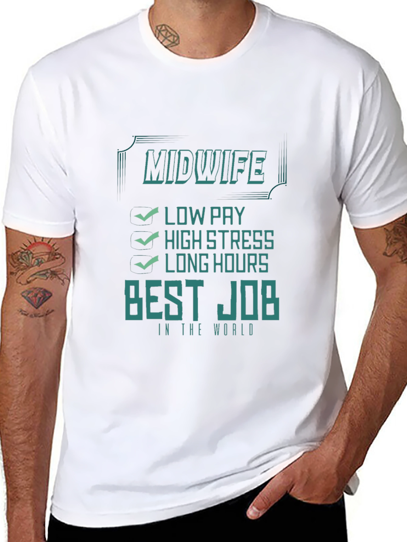 Black Midwife Best Job Tee | Low Pay High Stress Shirt view 8