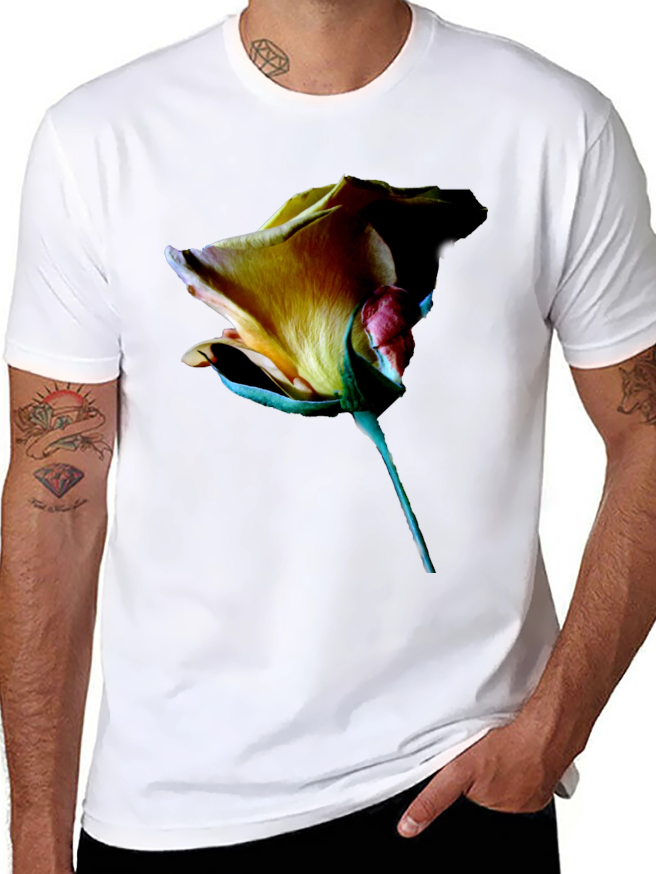 Black Rose Graphic Tee - Elegant Floral Design view 8