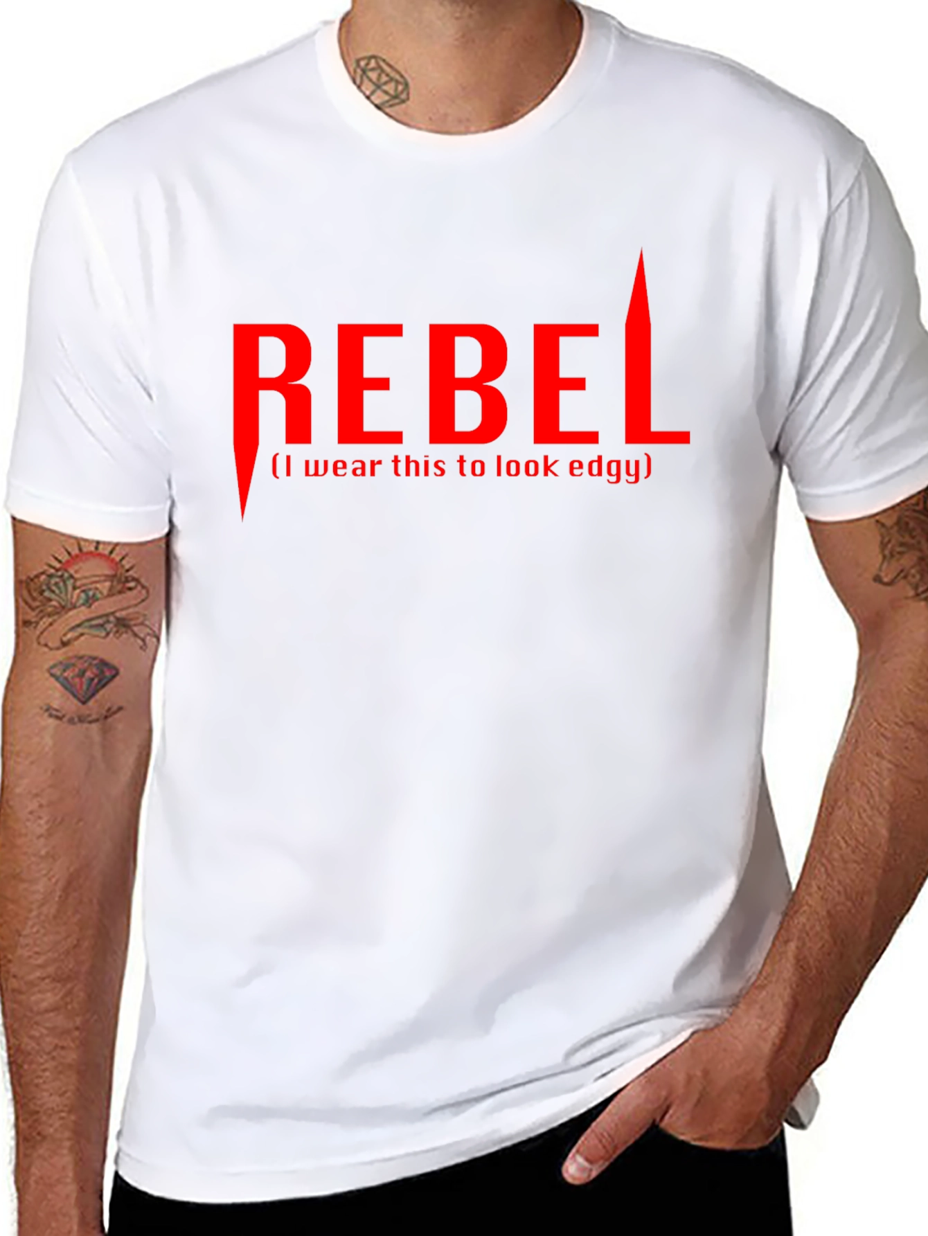 Black Edgy Rebel Graphic T-Shirt - Black Cotton Tee view 8