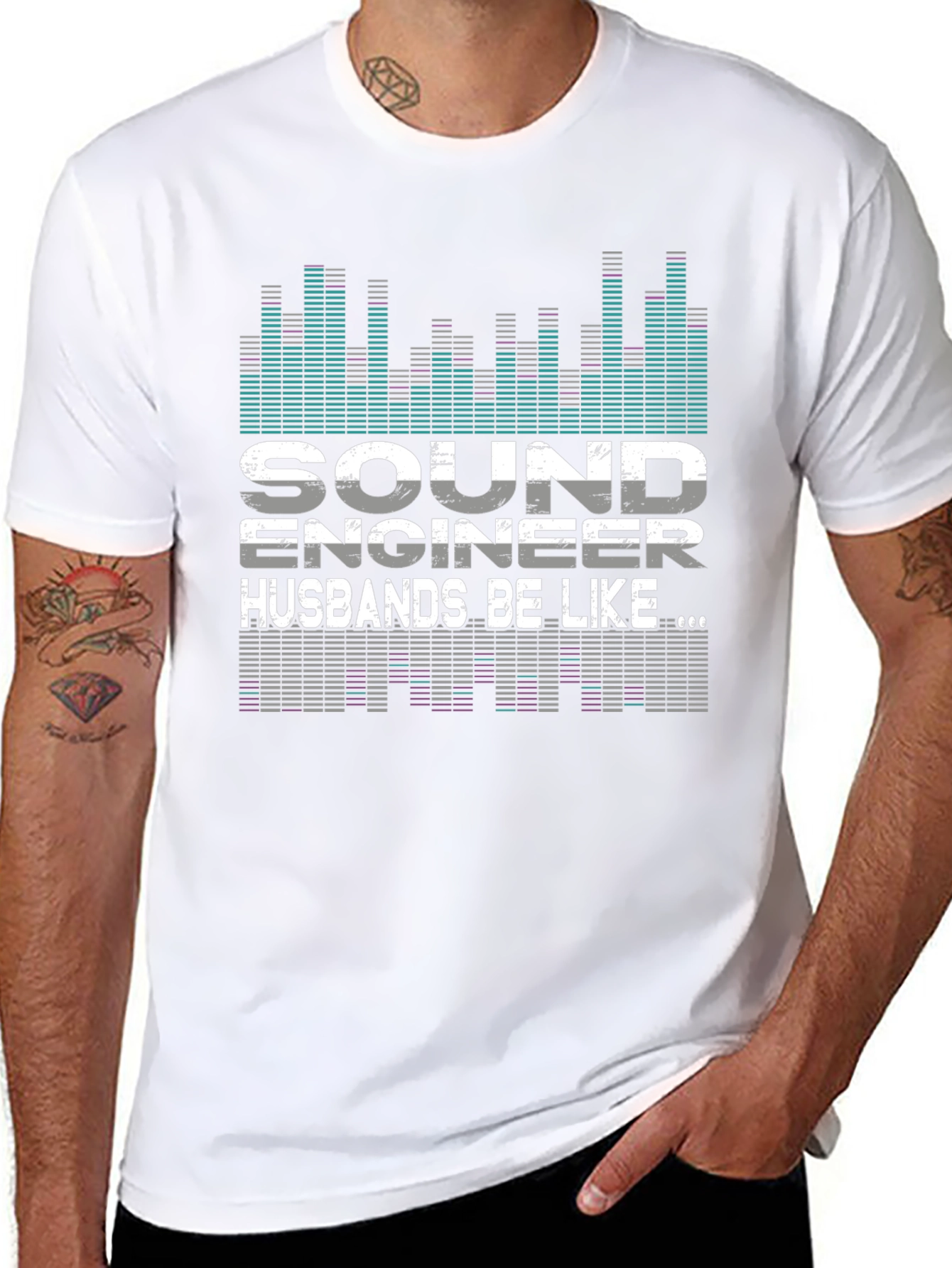 Black Sound Engineer Husband Graphic T-Shirt view 8