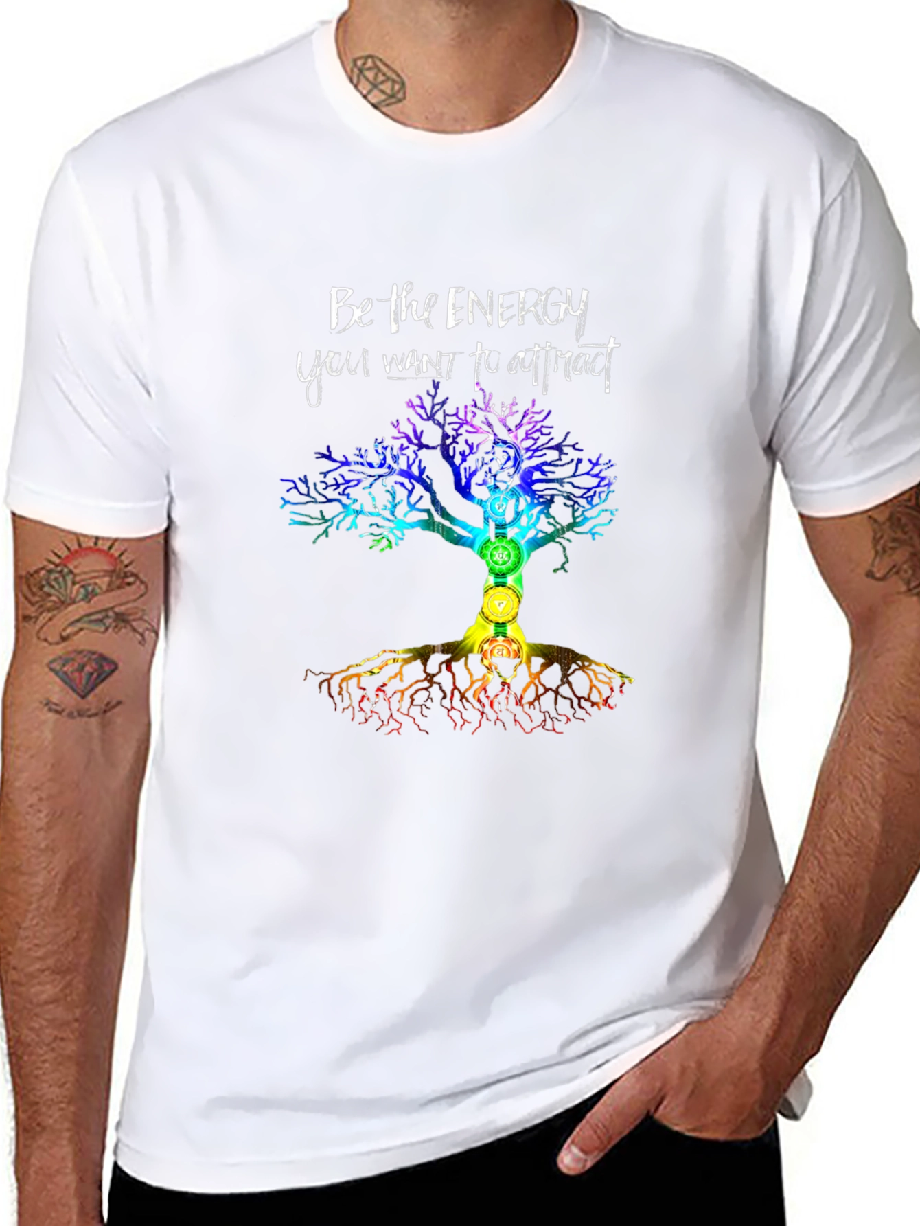 Black Energy Tree Chakra Graphic T-Shirt view 8
