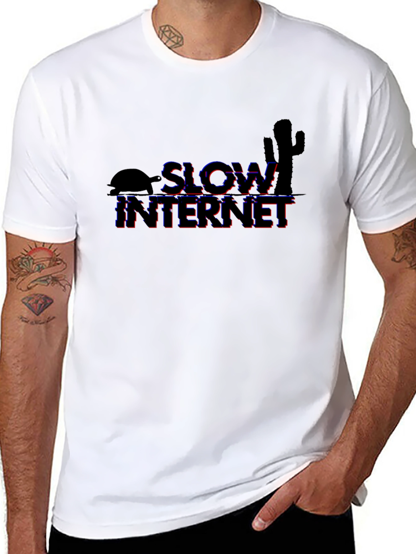 Black Slow Internet Graphic T-Shirt - Black view 8