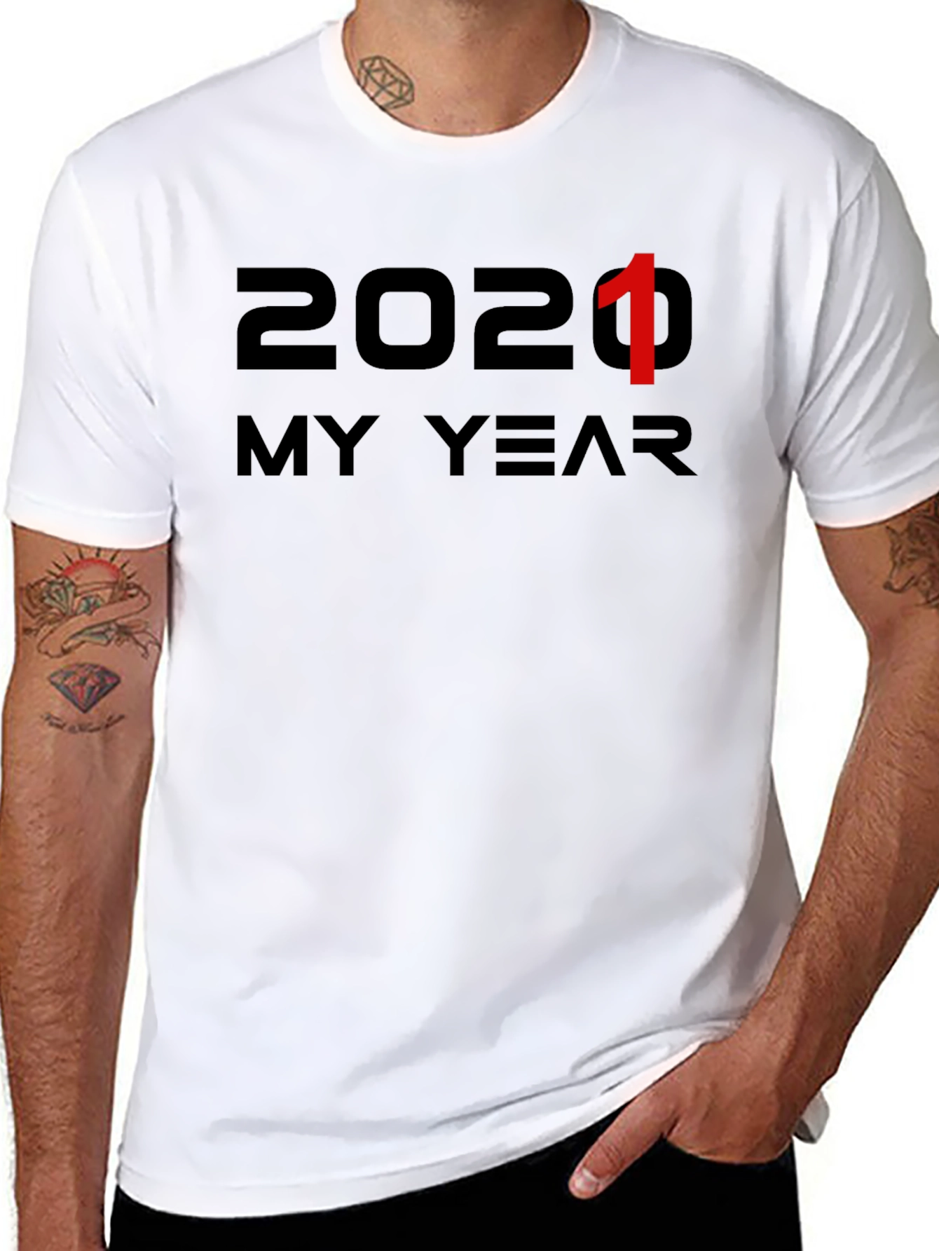 Black 2021 My Year Black Cotton Graphic Tee view 8