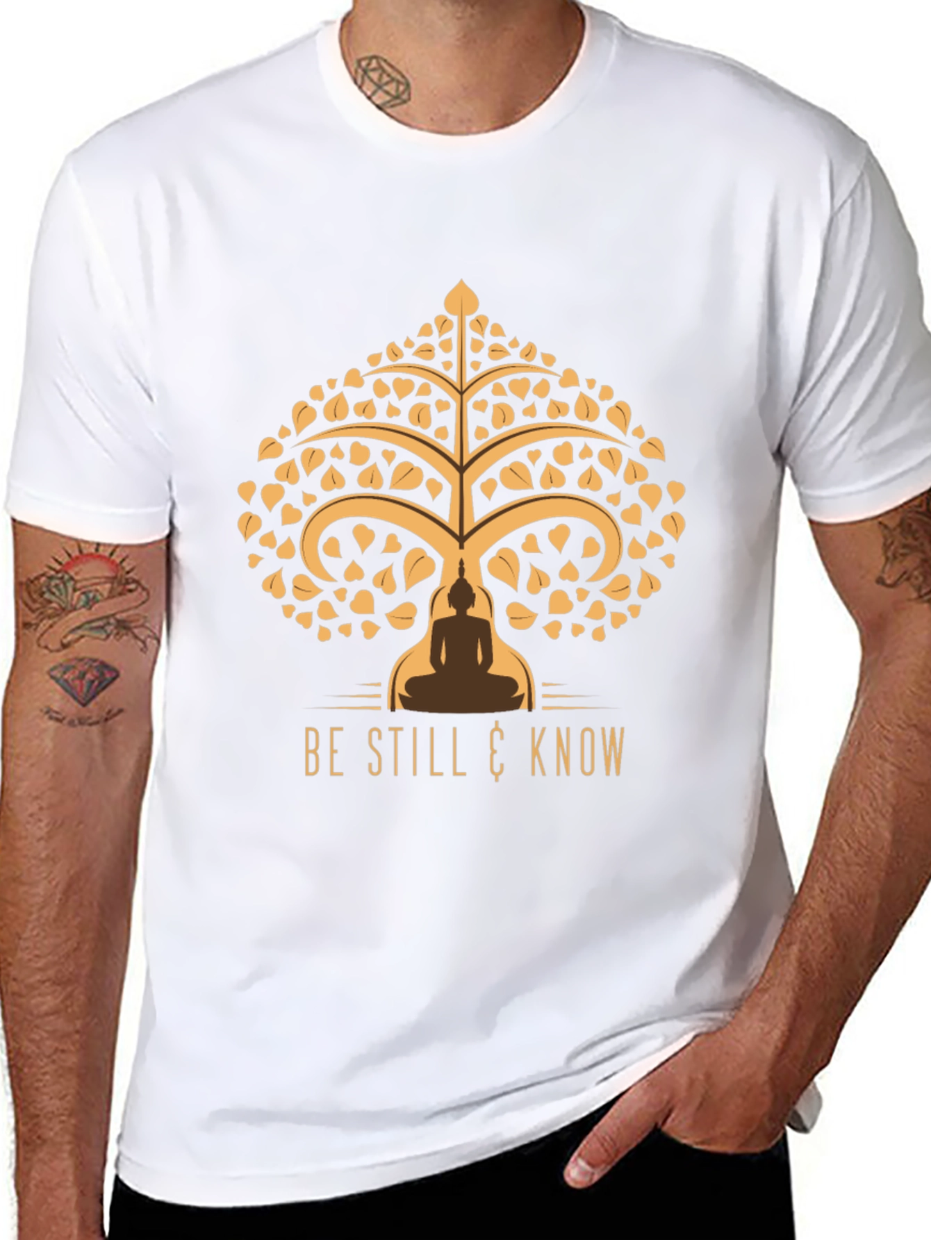 Black Be Still & Know Tee - Spiritual Tree of Life Design view 8