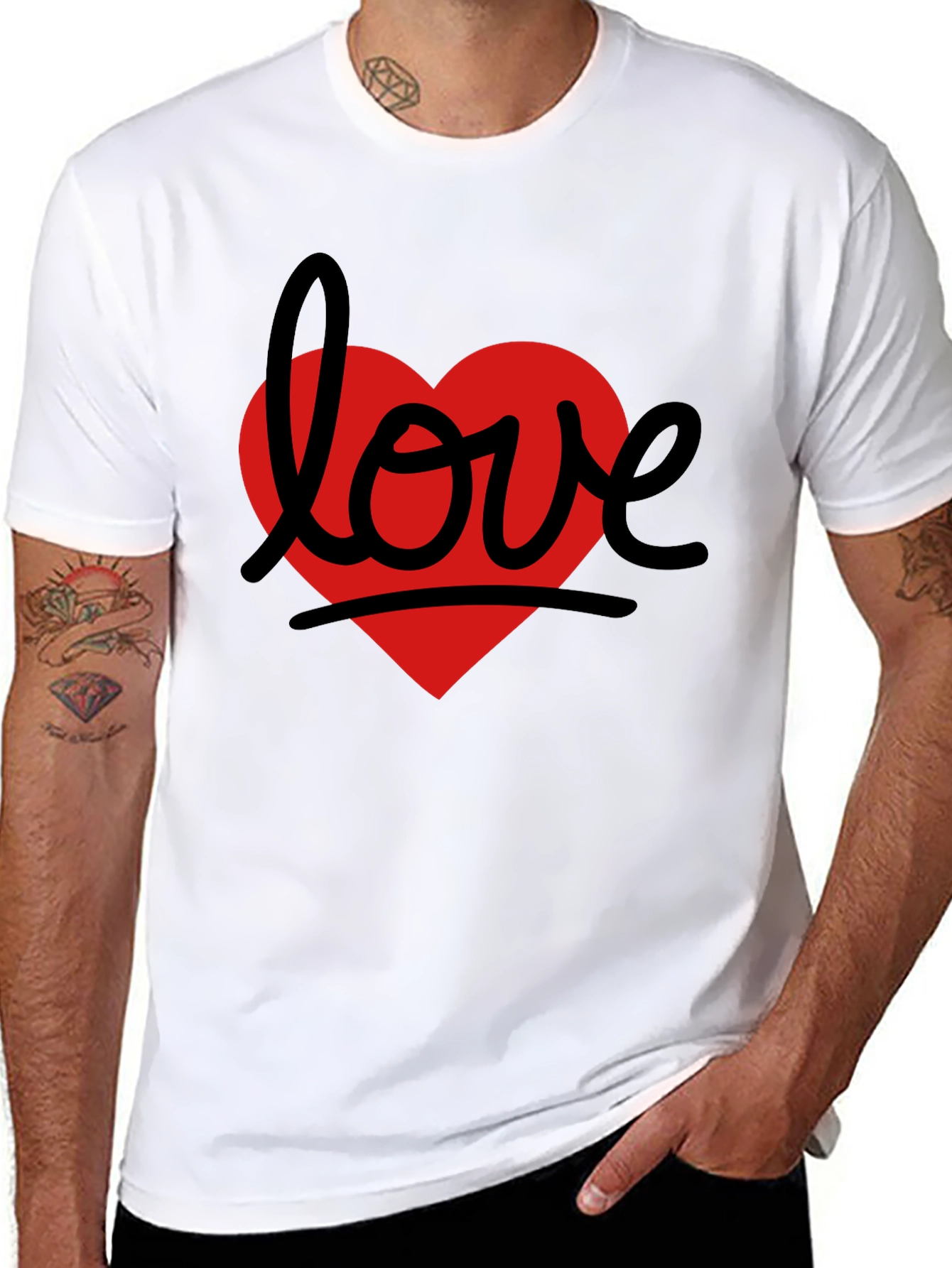 Black Love Heart Graphic Tee - Black view 8