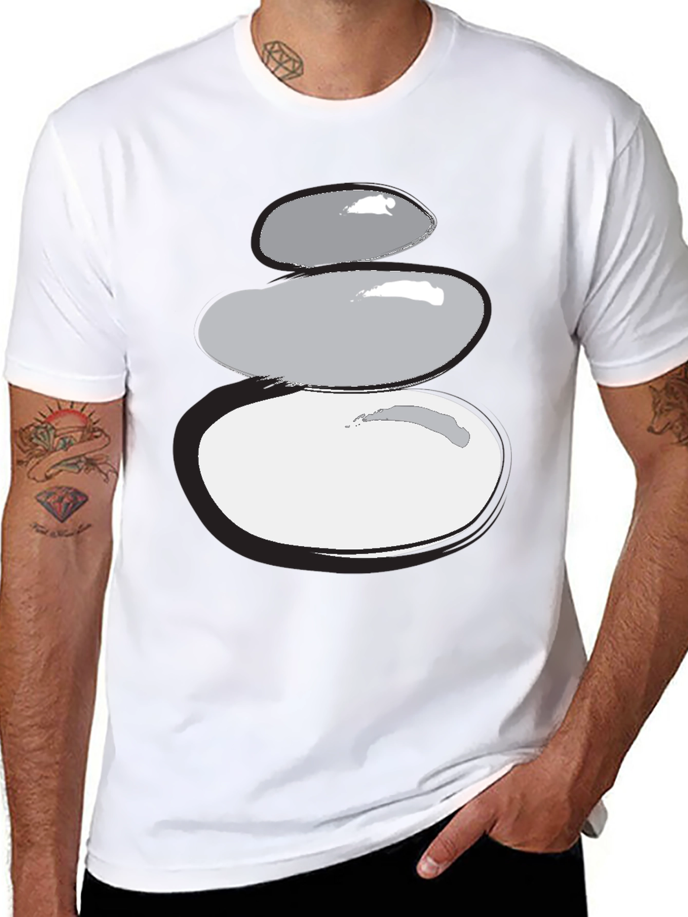 Black Stacked Stones Graphic Tee - Zen Style view 8