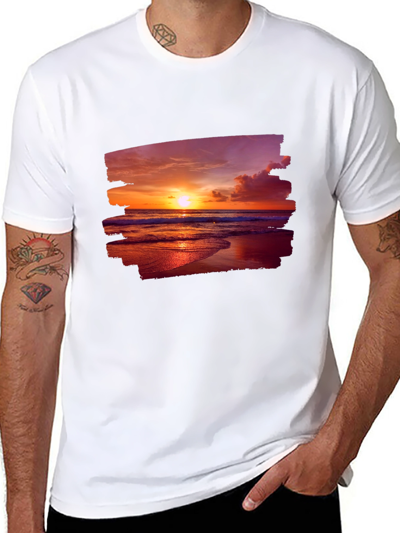 Black Sunset Beach Graphic T-Shirt view 8