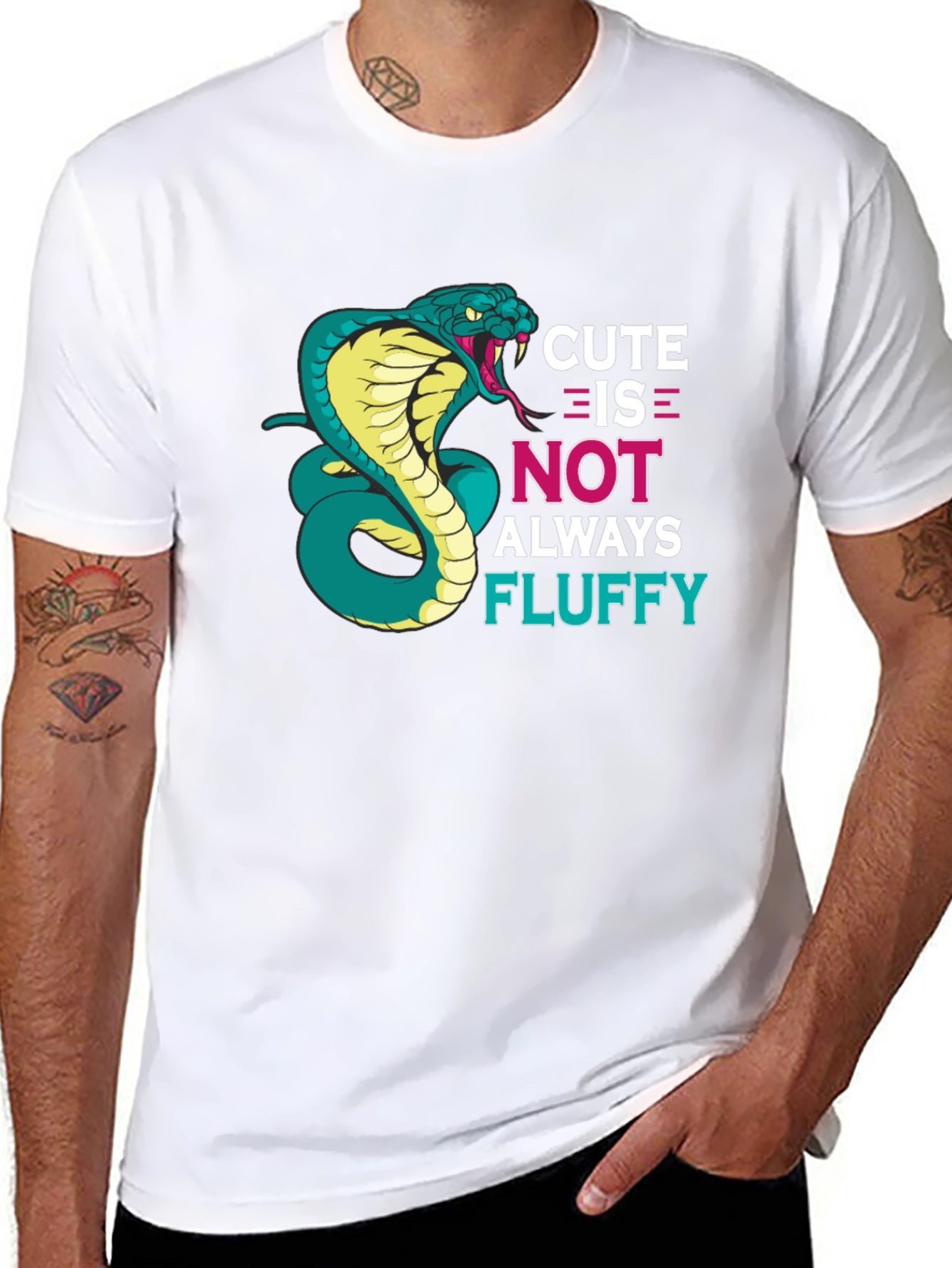 Black Cute Cobra Snake T-Shirt - Funny Graphic Tee view 8