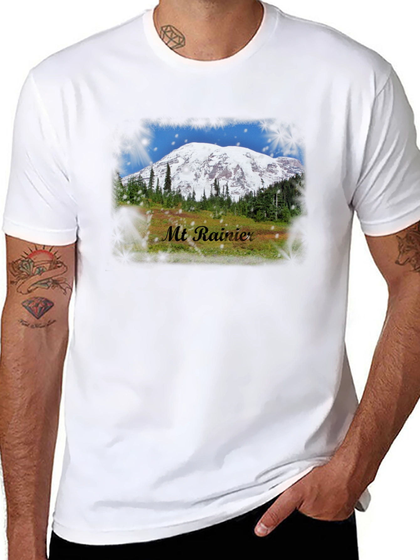 Black Mt. Rainier Graphic T-Shirt - Nature Inspired Tee view 8