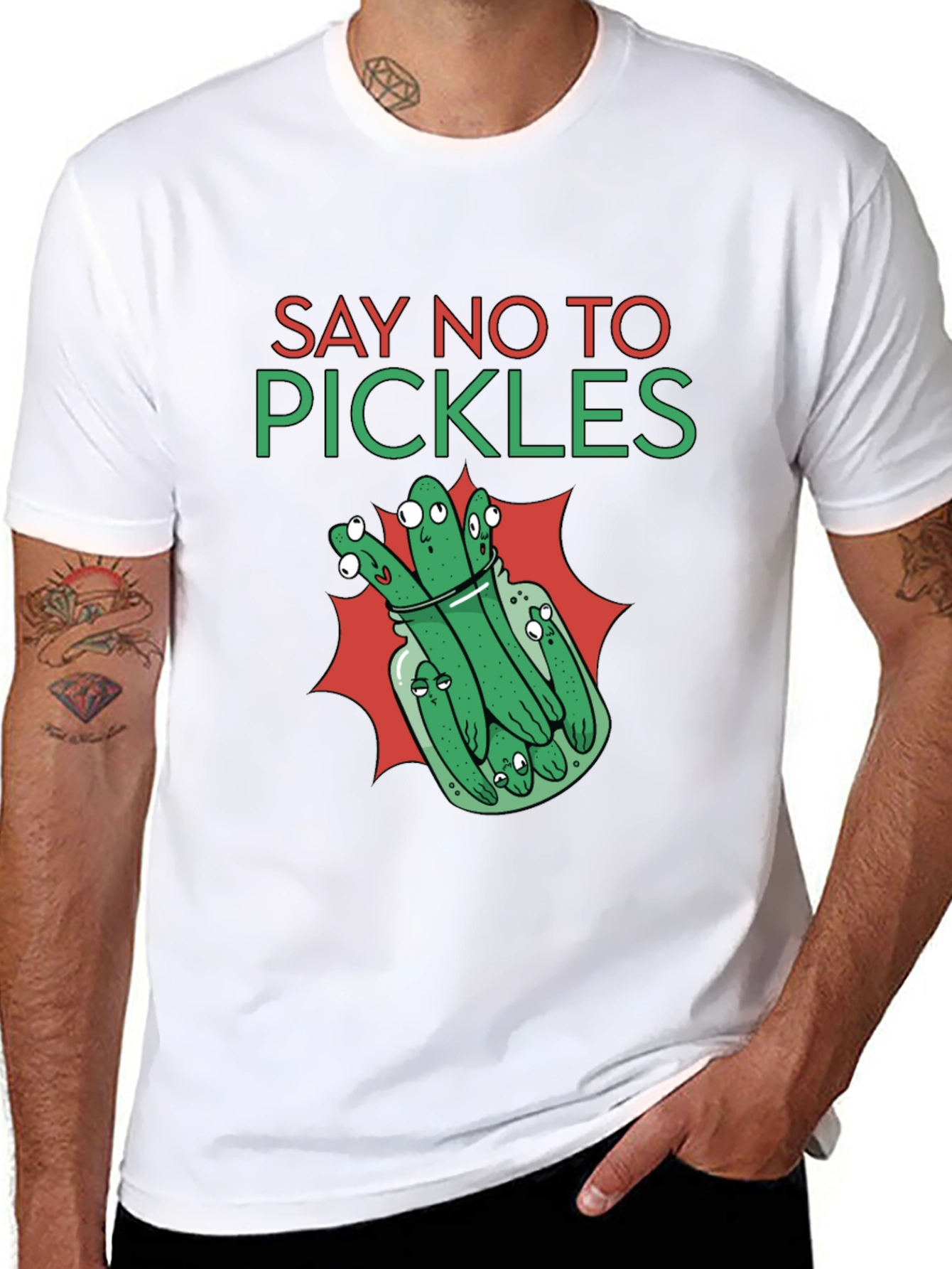 Black Say No to Pickles Funny Graphic T-Shirt view 8