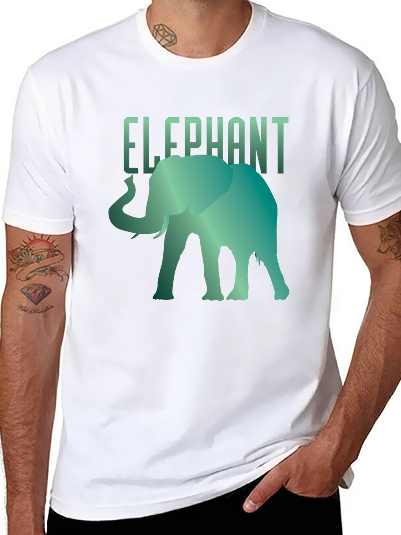 Black Elephant Graphic Tee - Cool Animal Design T-Shirt view 8