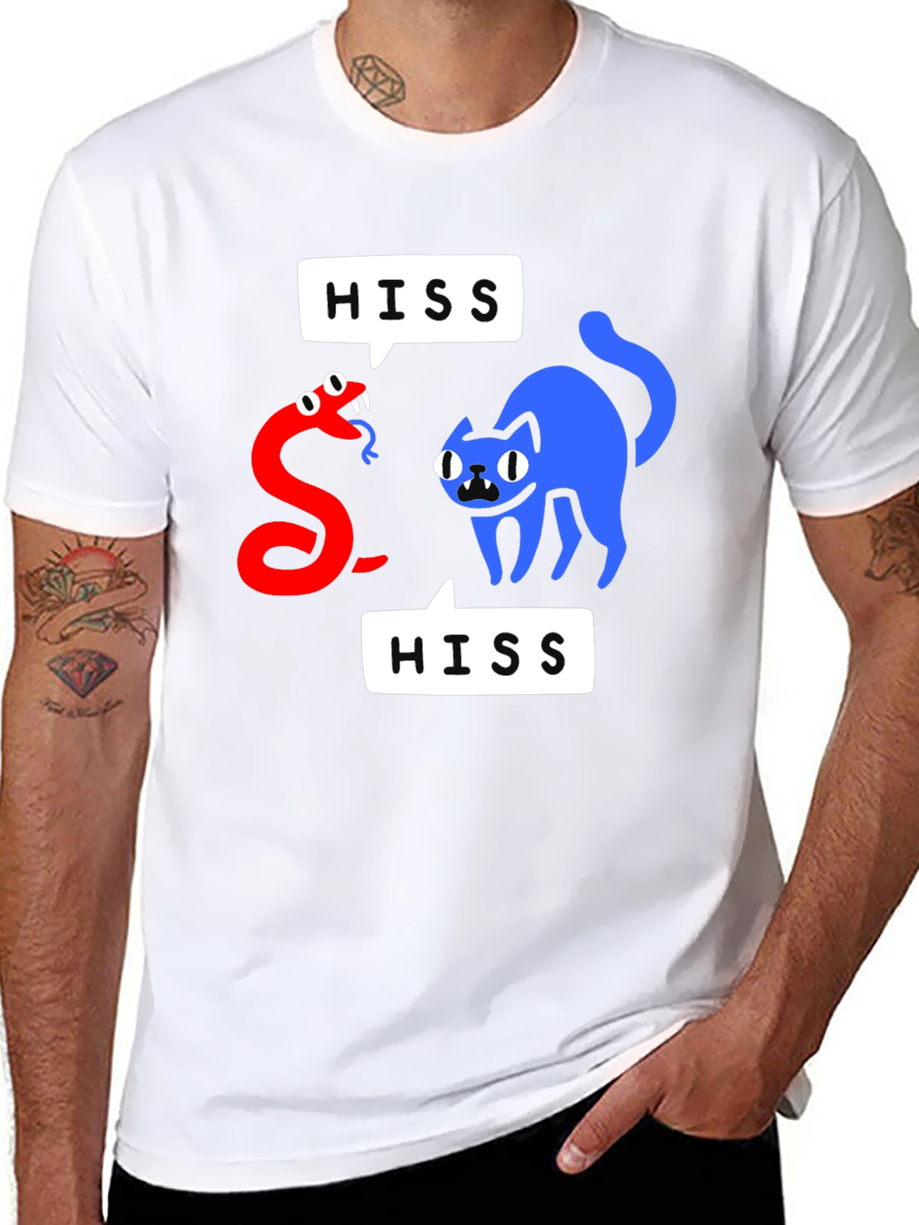 Black Hiss-terical Cat & Snake Graphic Tee view 8