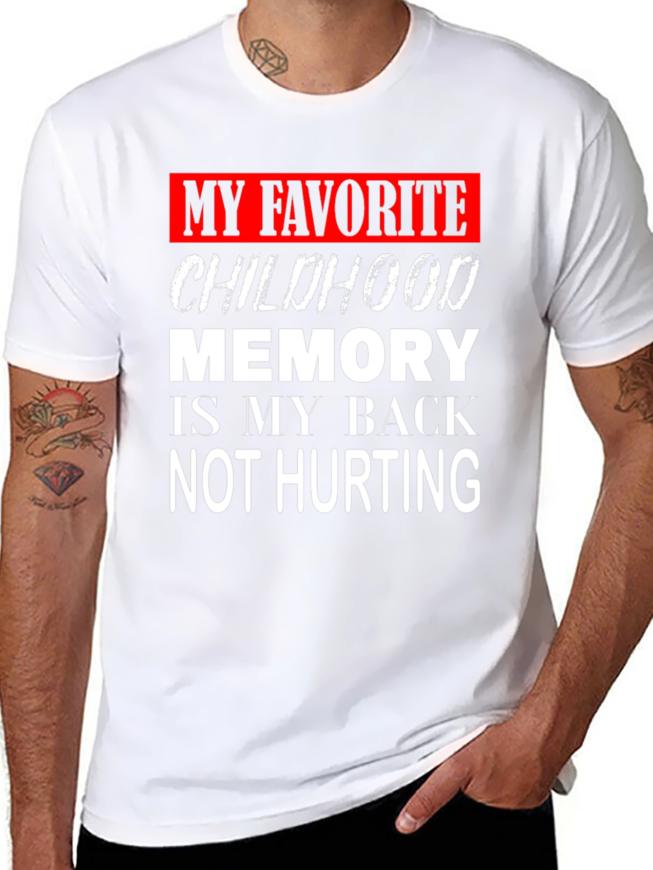 Black Funny Back Pain Childhood Memory Graphic T-Shirt view 8