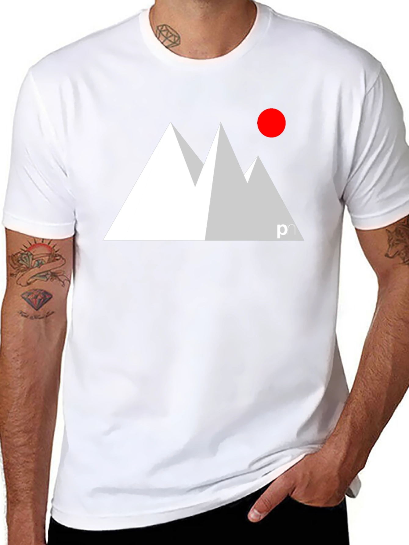 Black Modern Mountain Graphic Tee - Black view 8