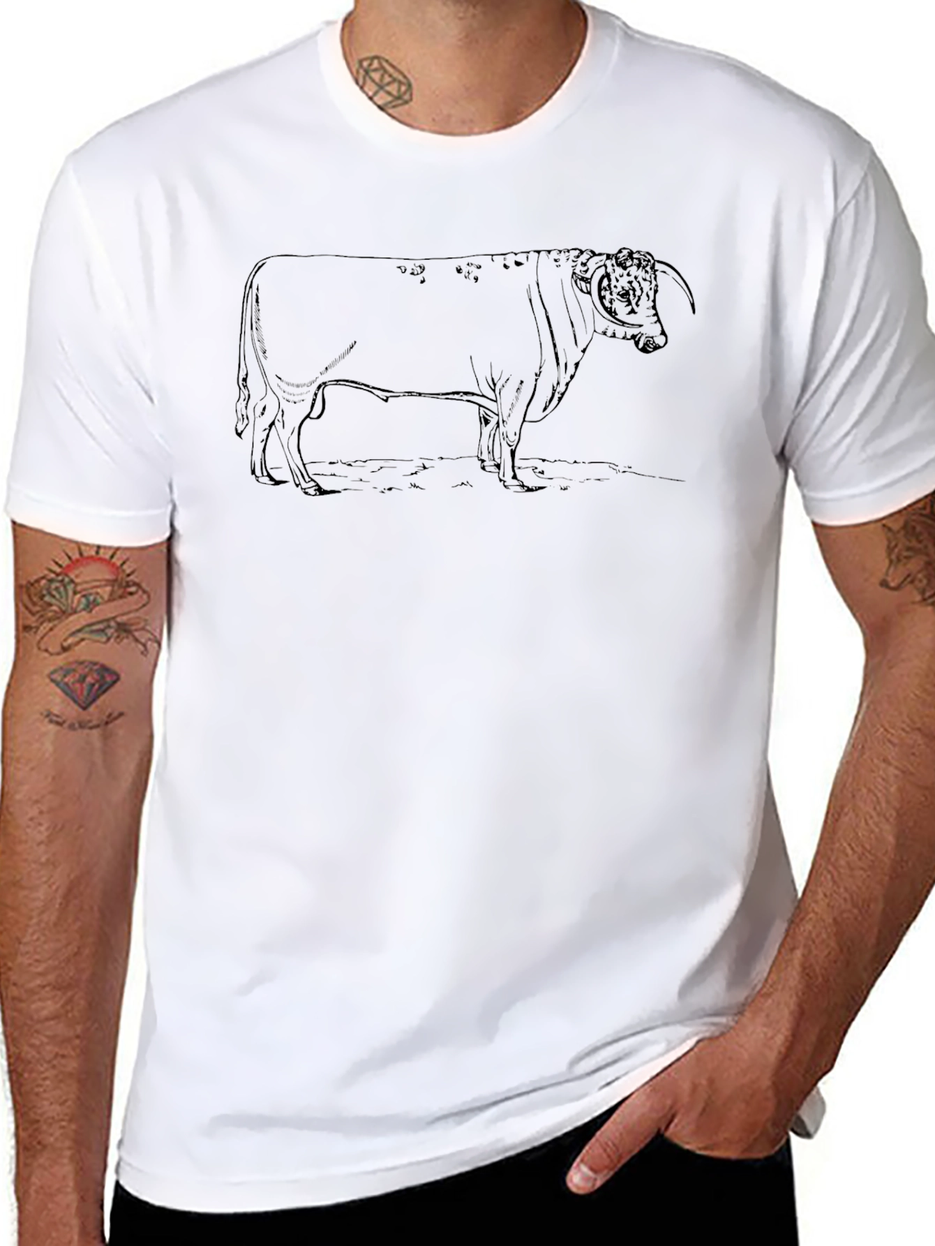 Black Bull Graphic Tee - Classic Black Cotton T-Shirt view 8
