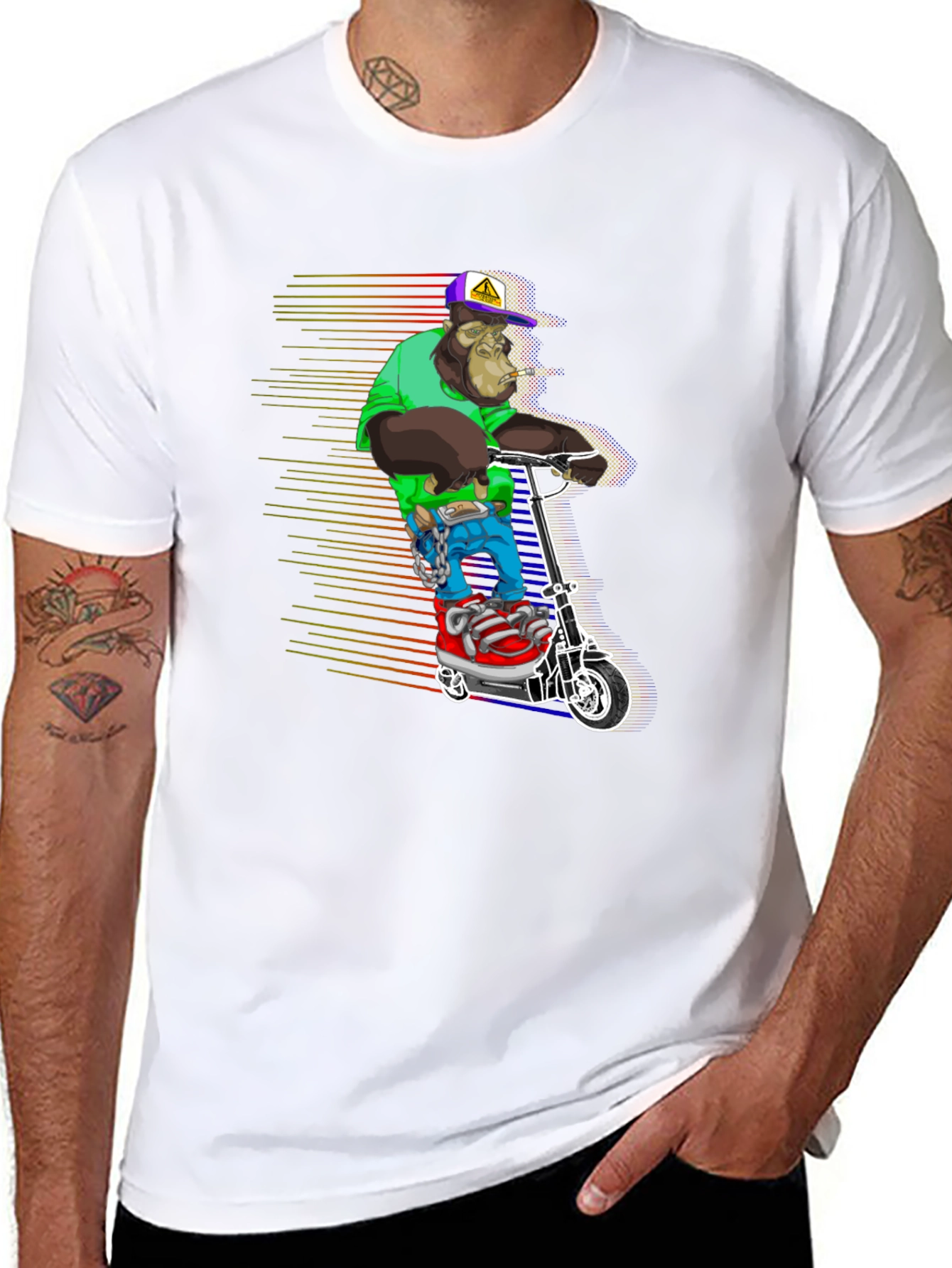 Black Cool Ape Scooter Graphic Tee - Black view 8