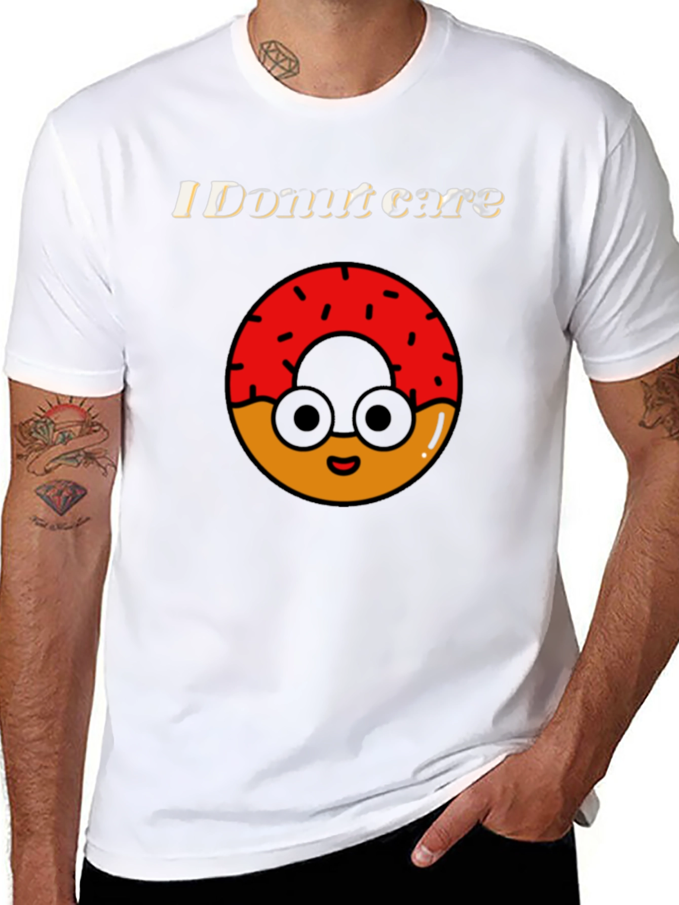 Black Funny Donut Care Graphic T-Shirt view 8