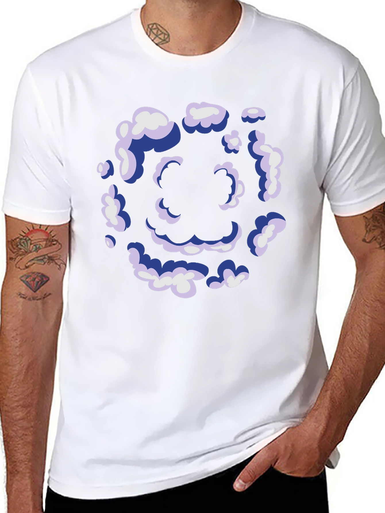 Black Smiley Cloud T-Shirt - Unique Graphic Tee view 8