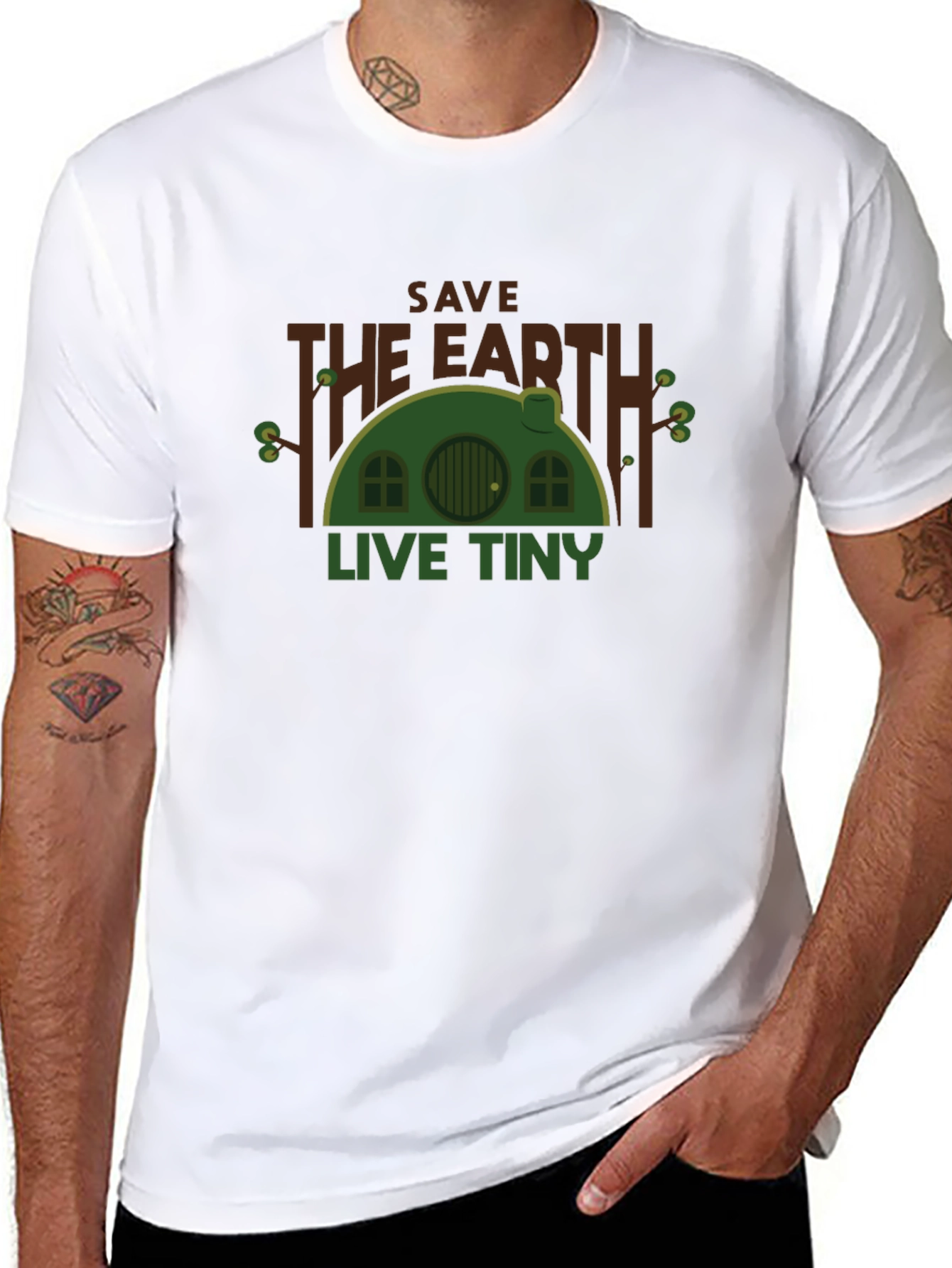 Black Save the Earth, Live Tiny Black T-Shirt view 8