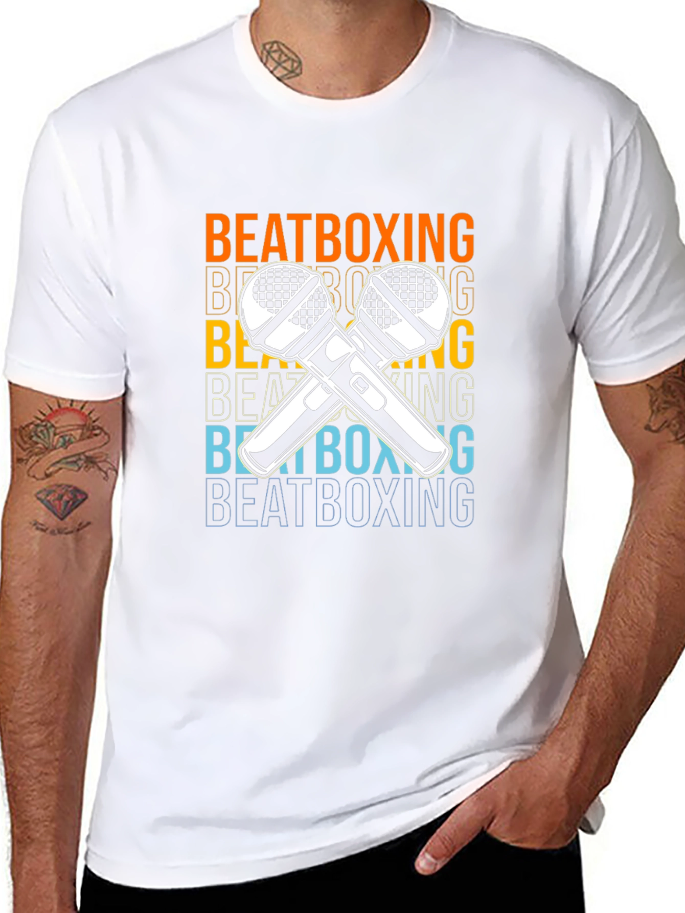 Black Beatboxing Microphone Graphic Tee view 8