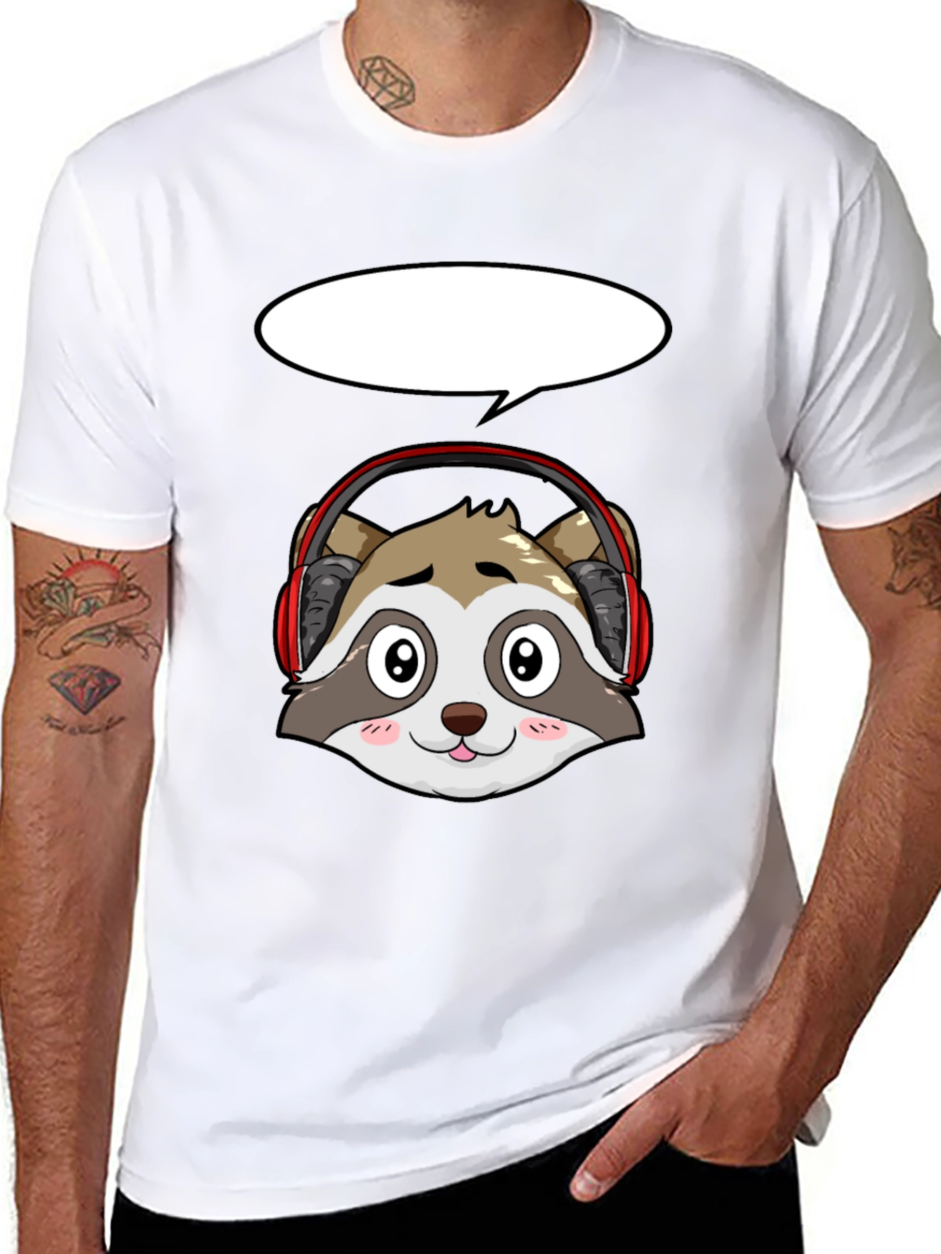 Black Raccoon Headphone Graphic Tee - Black view 8