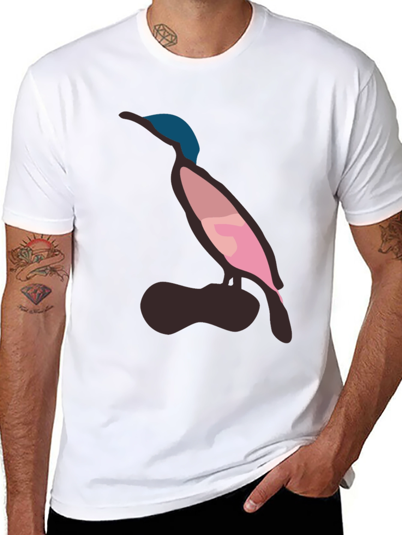 Black Modern Bird Graphic Tee - Casual Style view 8