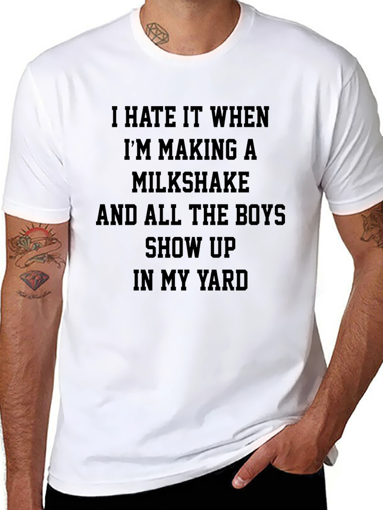 Black Funny Milkshake T-Shirt - Boys in the Yard view 8