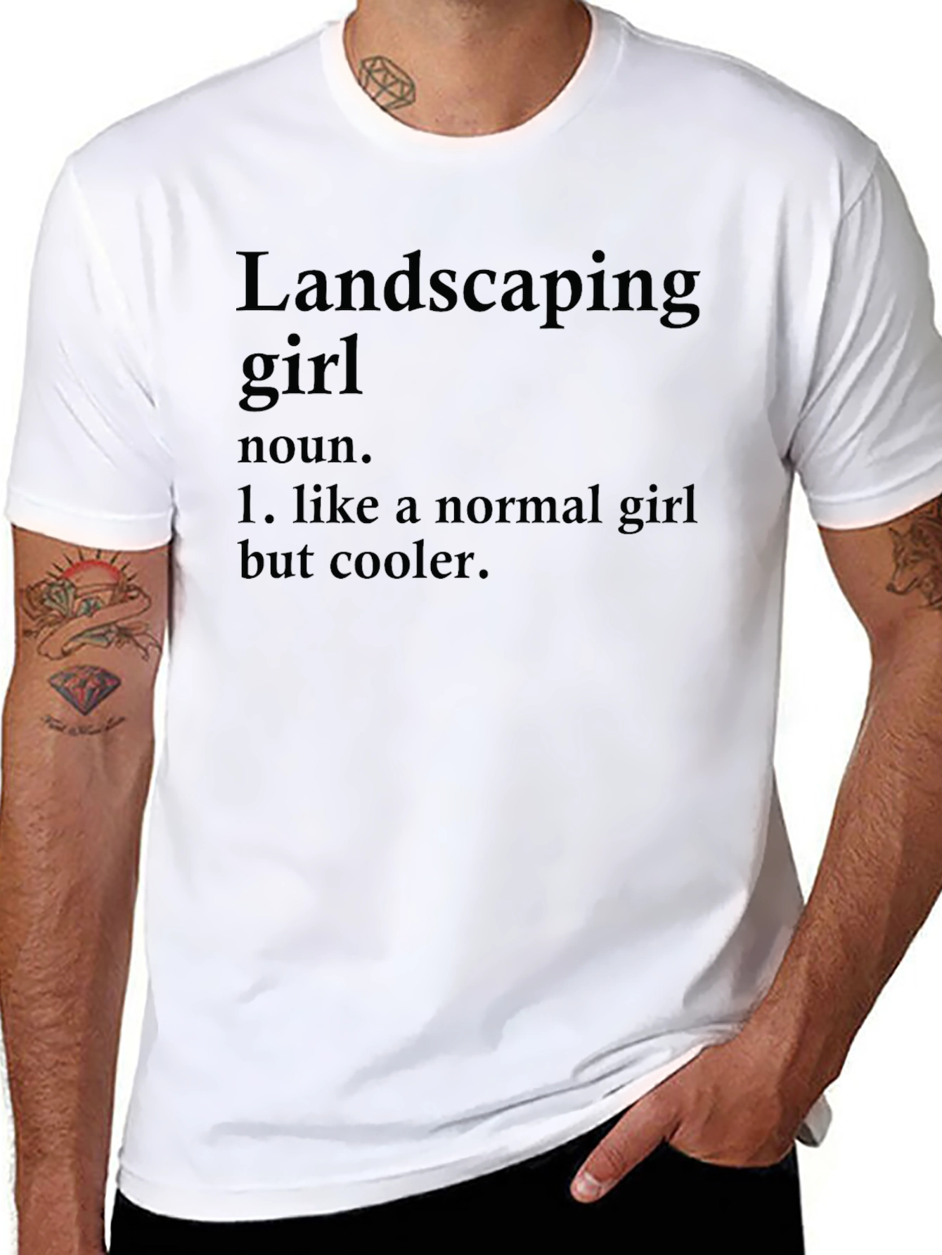 Black Landscaping Girl Definition T-Shirt - Cool & Unique view 8