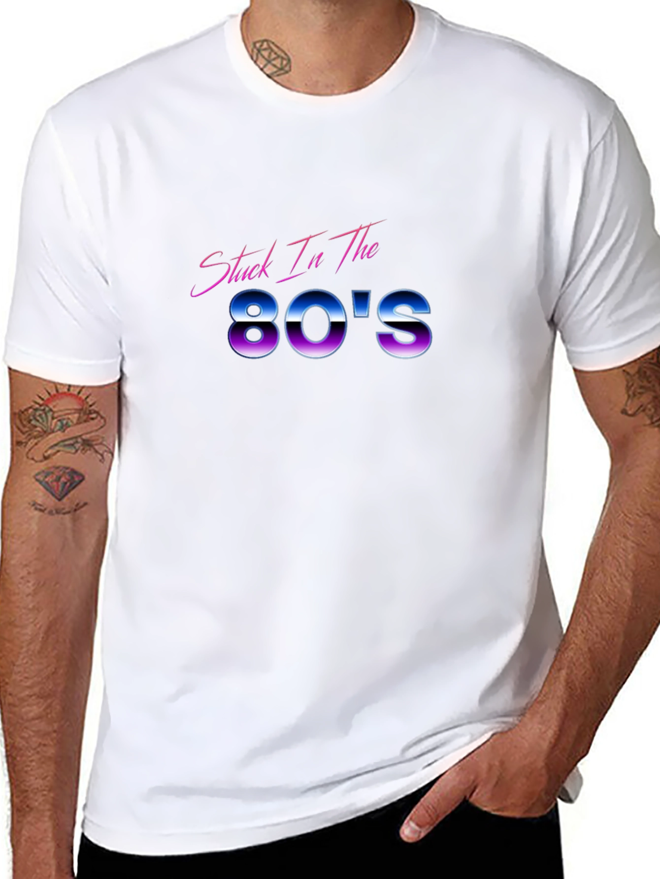 Black Stuck In The 80's Graphic Tee view 8