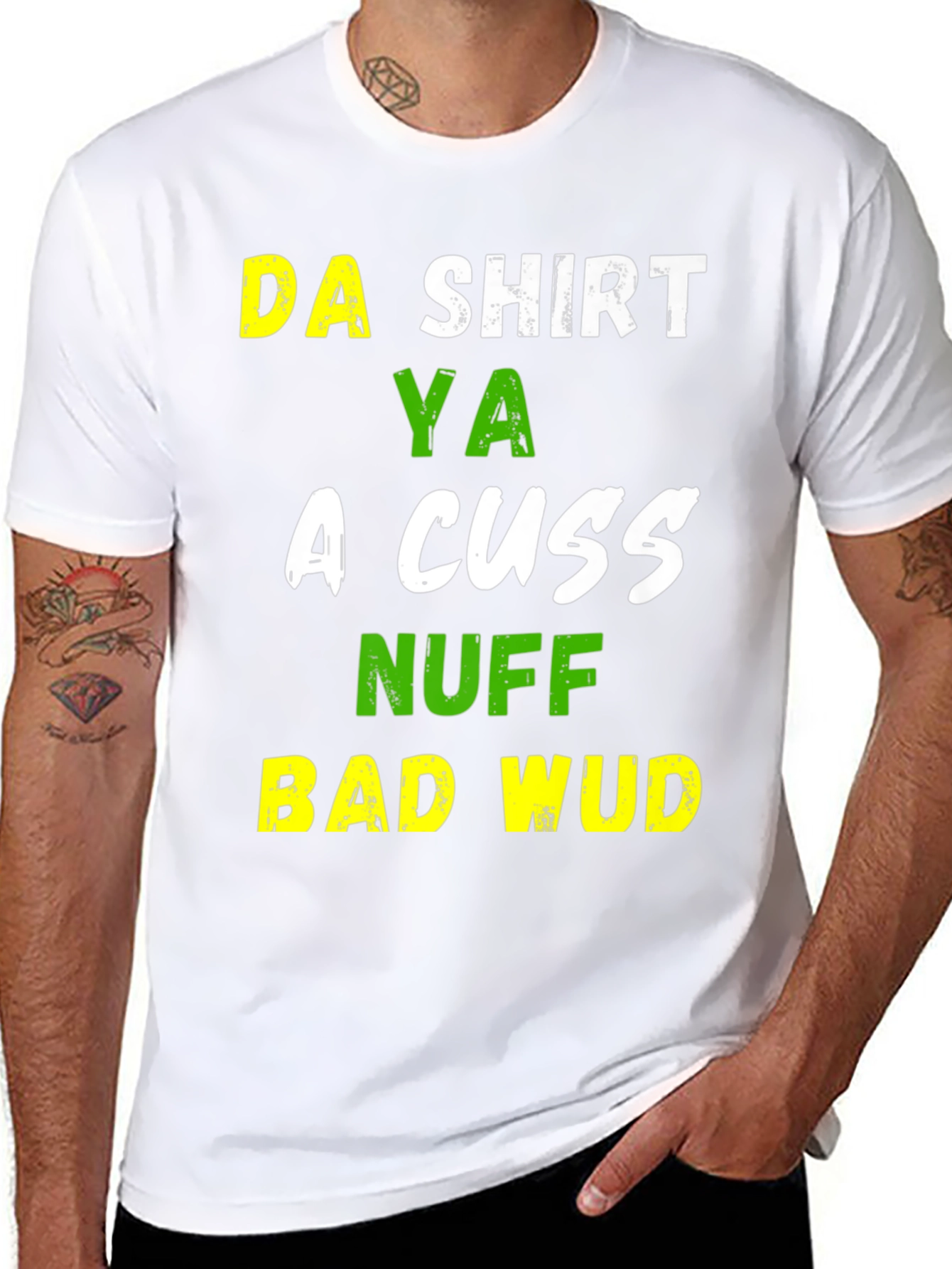Black Funny Da Shirt Ya A Cuss T-Shirt view 8