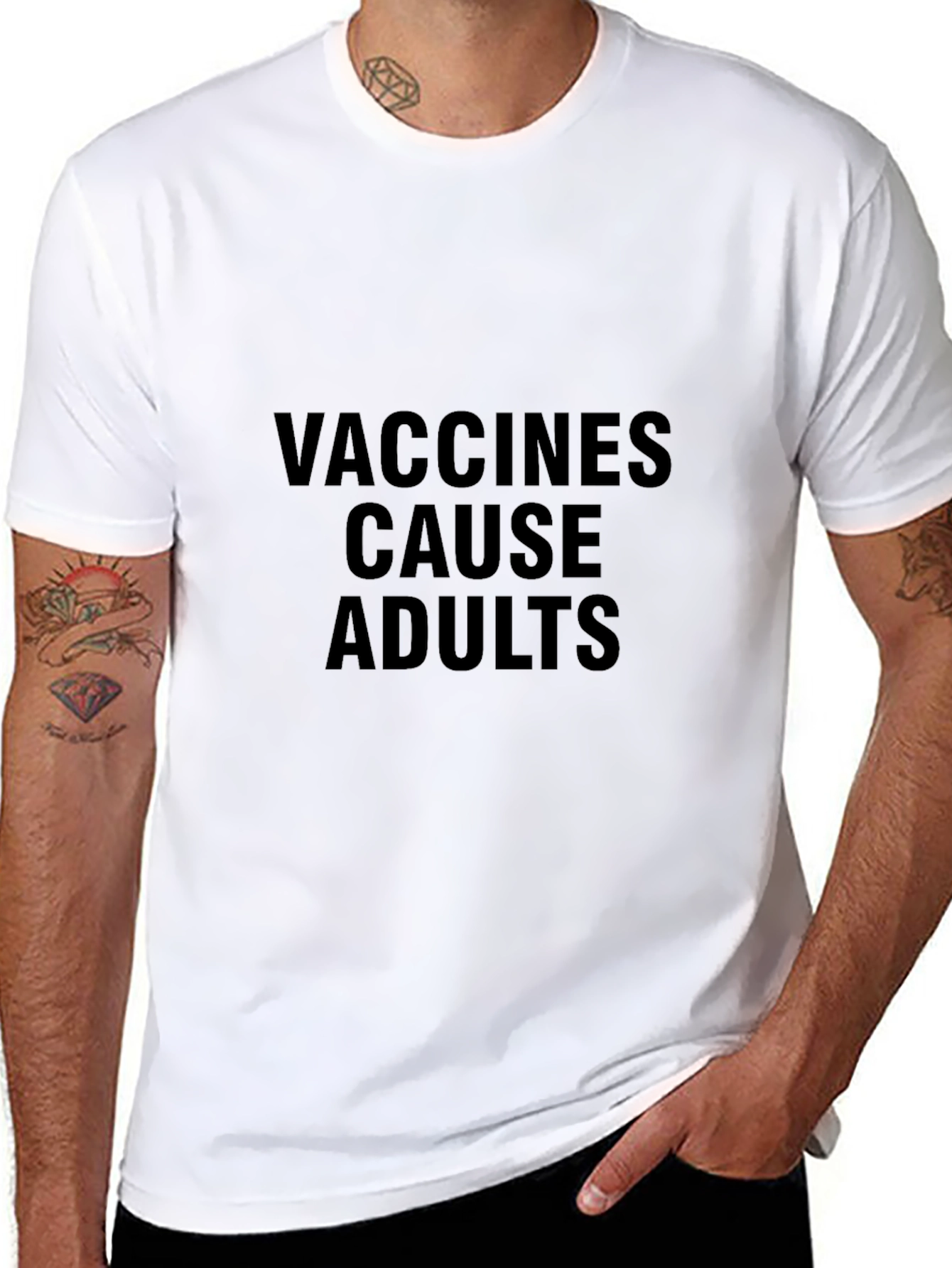 Black Vaccines Cause Adults T-Shirt - Funny Sarcastic Tee view 8