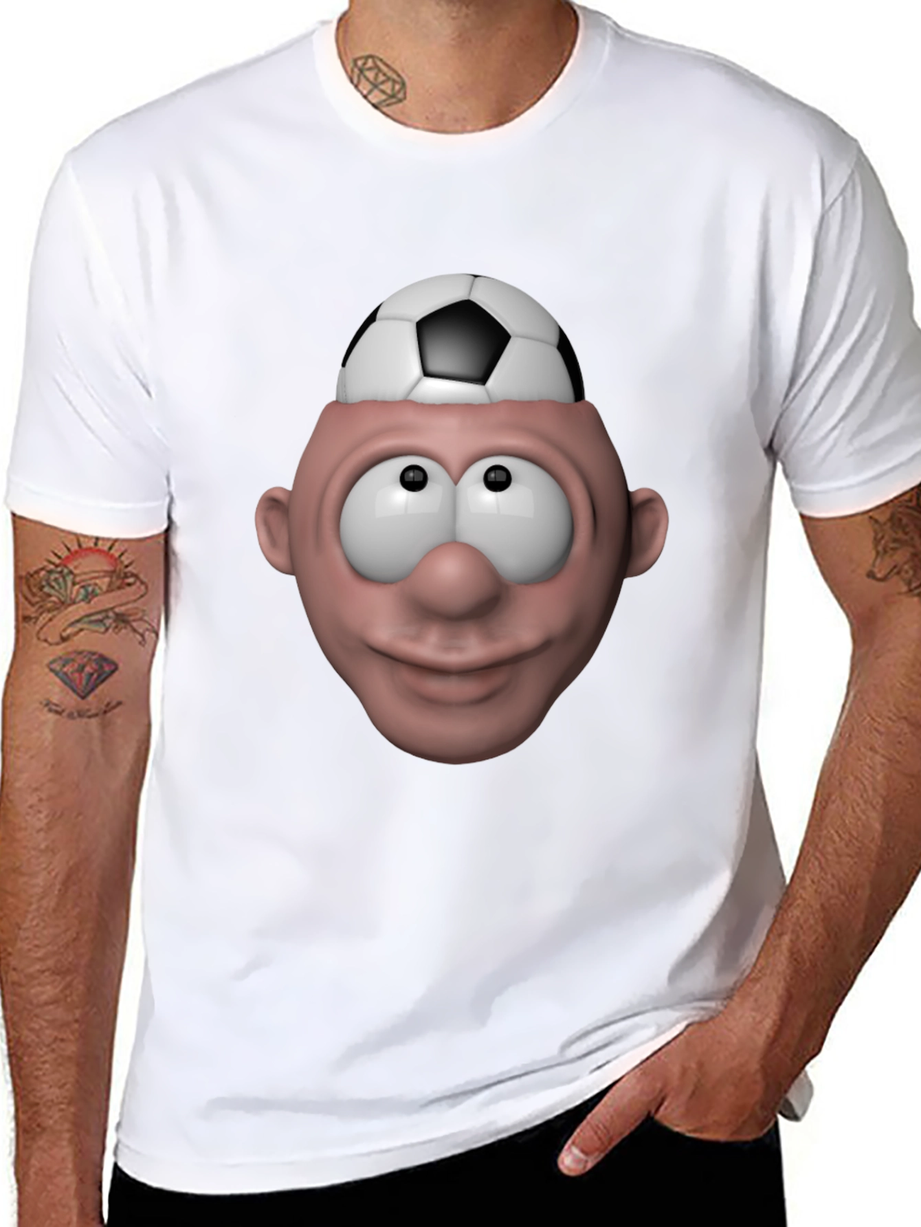 Black Soccer Brain T-Shirt - Funny Graphic Tee view 8