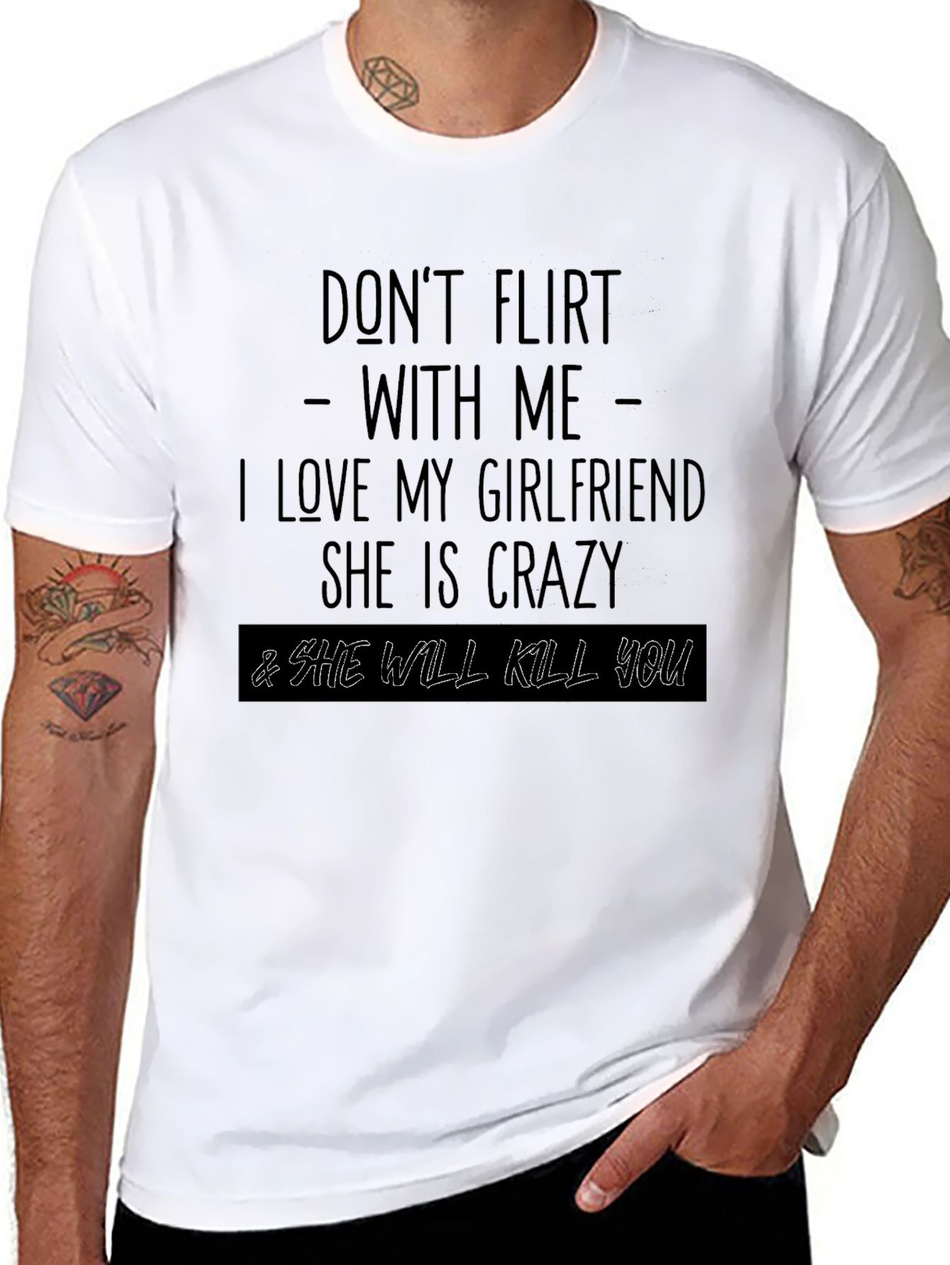 Black Don't Flirt With Me Graphic Tee view 8
