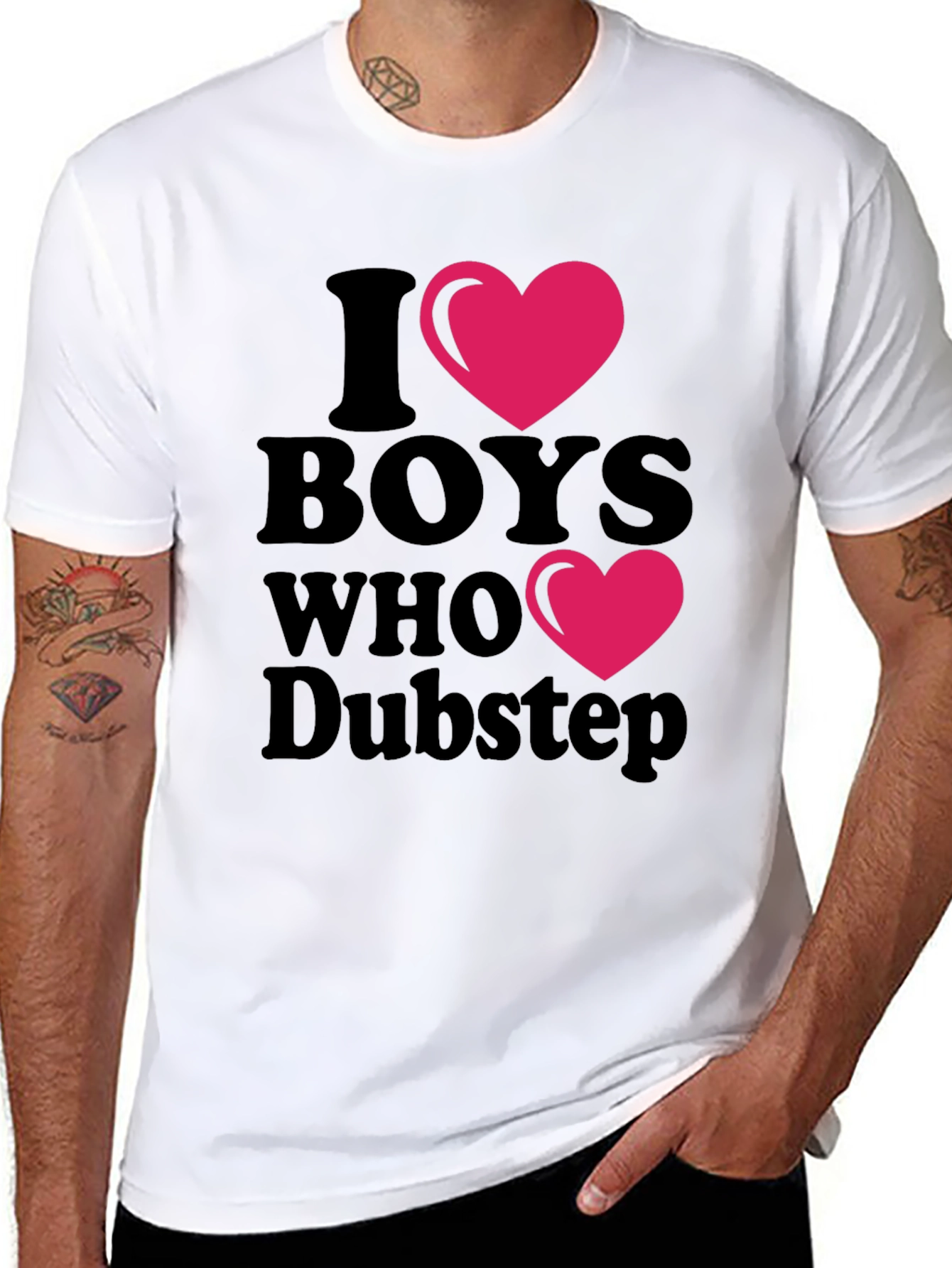 Black I Heart Boys Who Dubstep Black T-Shirt view 8