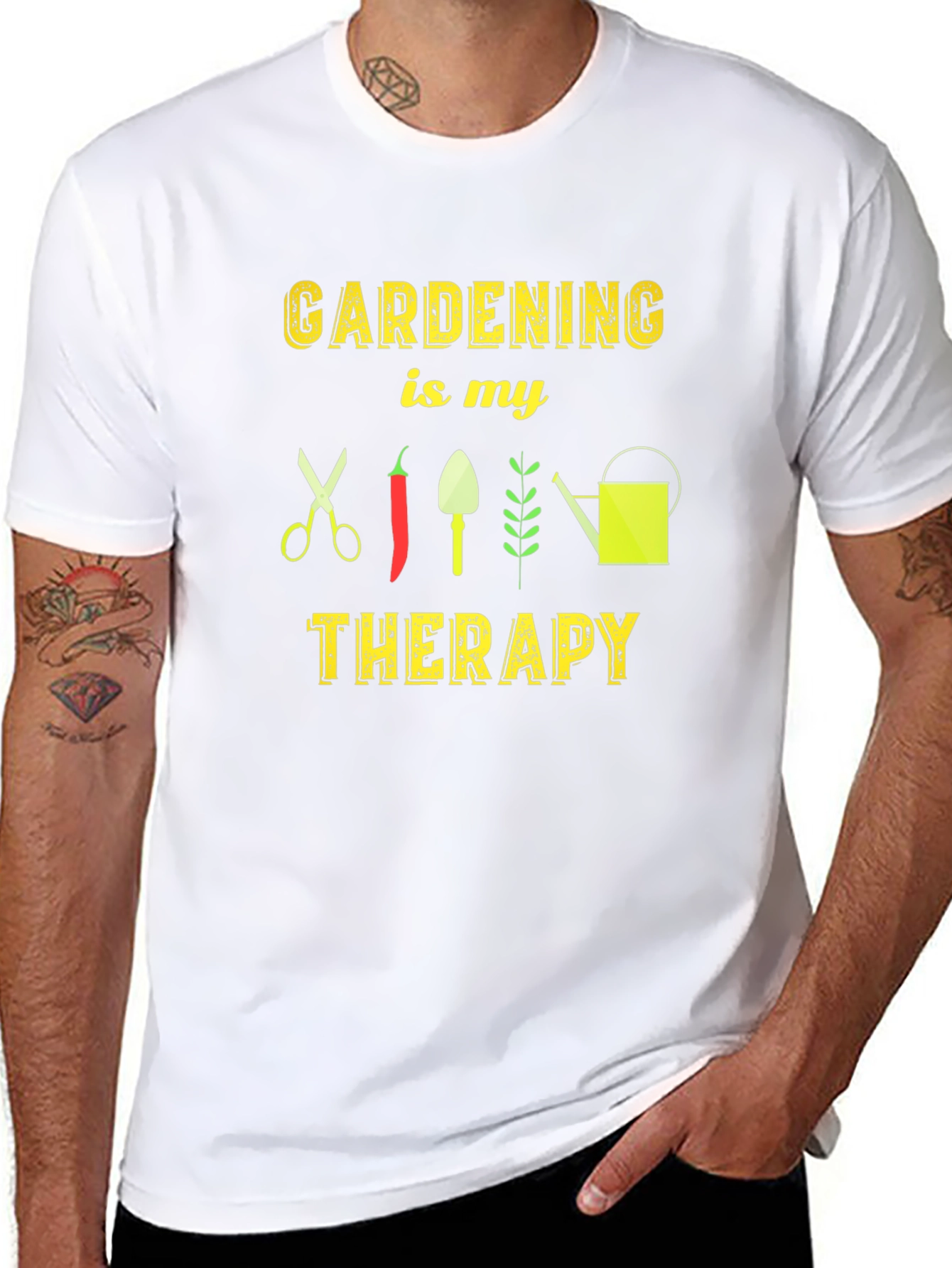 Black Gardening Therapy T-Shirt - Garden Lover Tee view 8