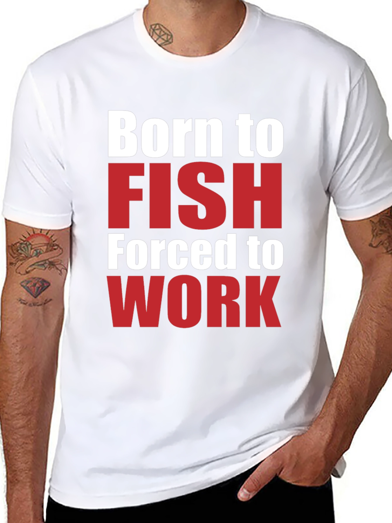Black Born to Fish T-Shirt - Funny Fishing Lover Tee view 8