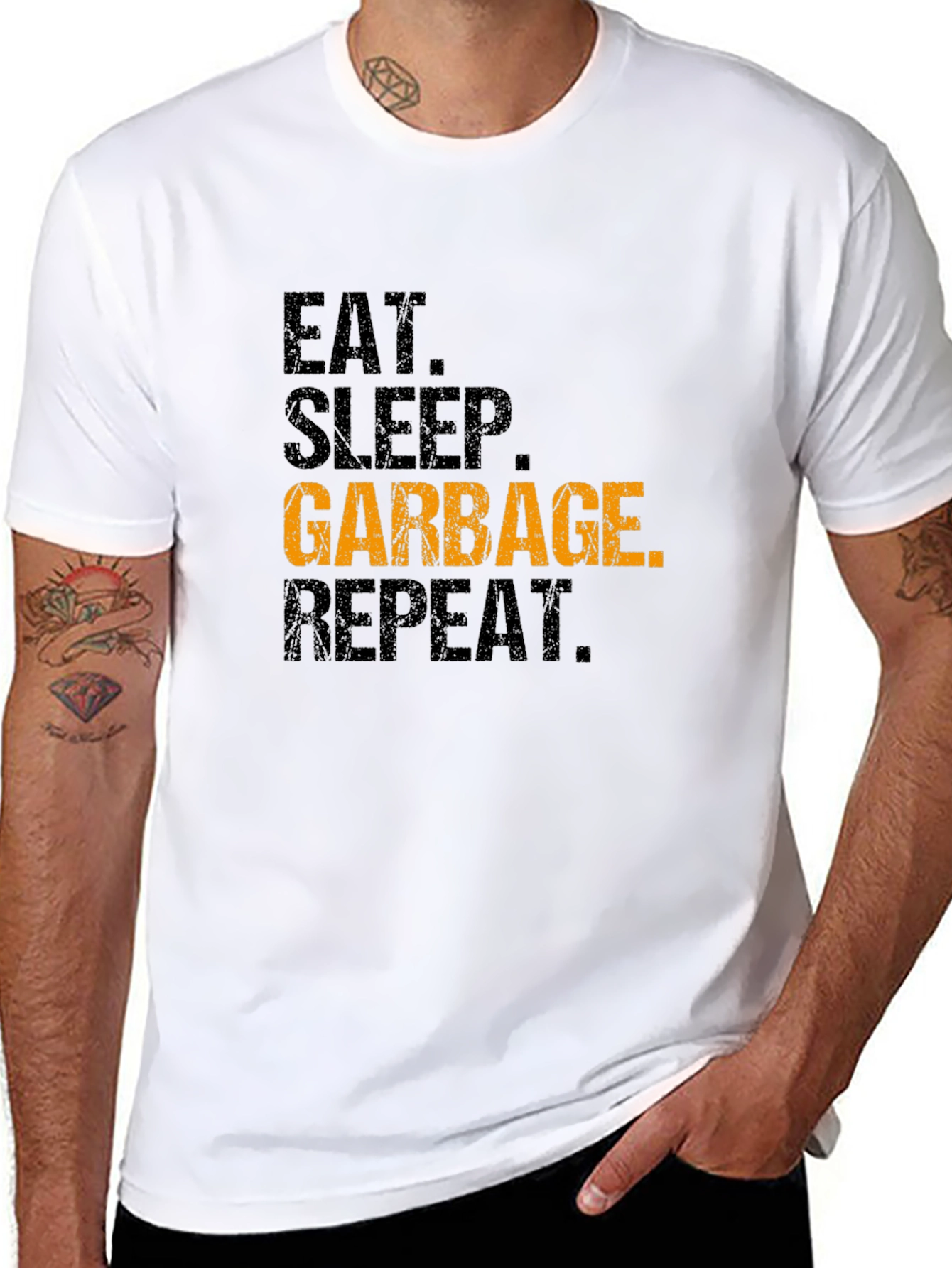 Black Eat Sleep Garbage Repeat Black Graphic Tee view 8