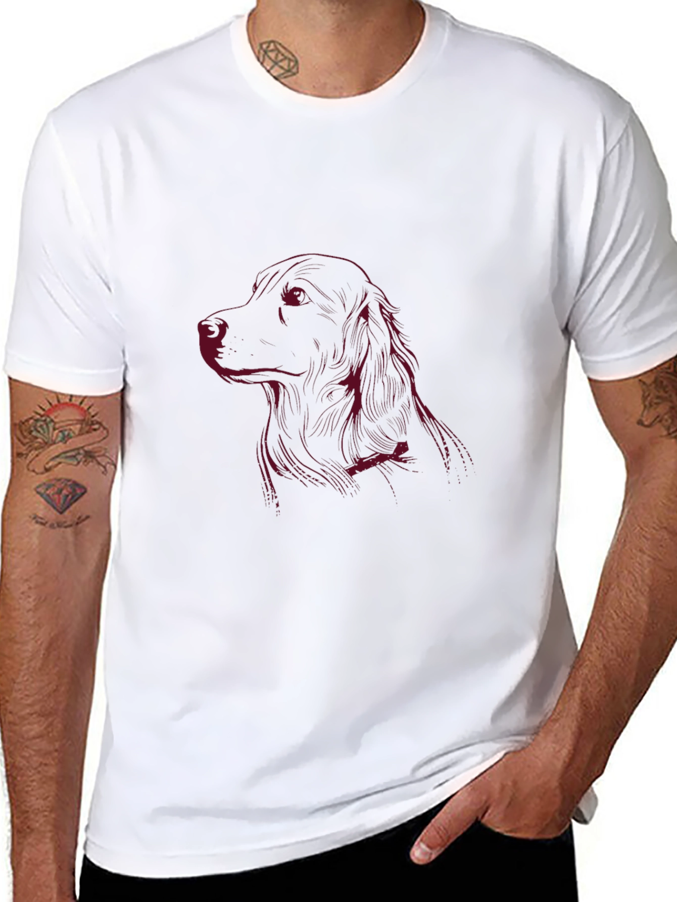 Black Dog Sketch Tee - Classic Crew Neck, Soft Cotton view 8