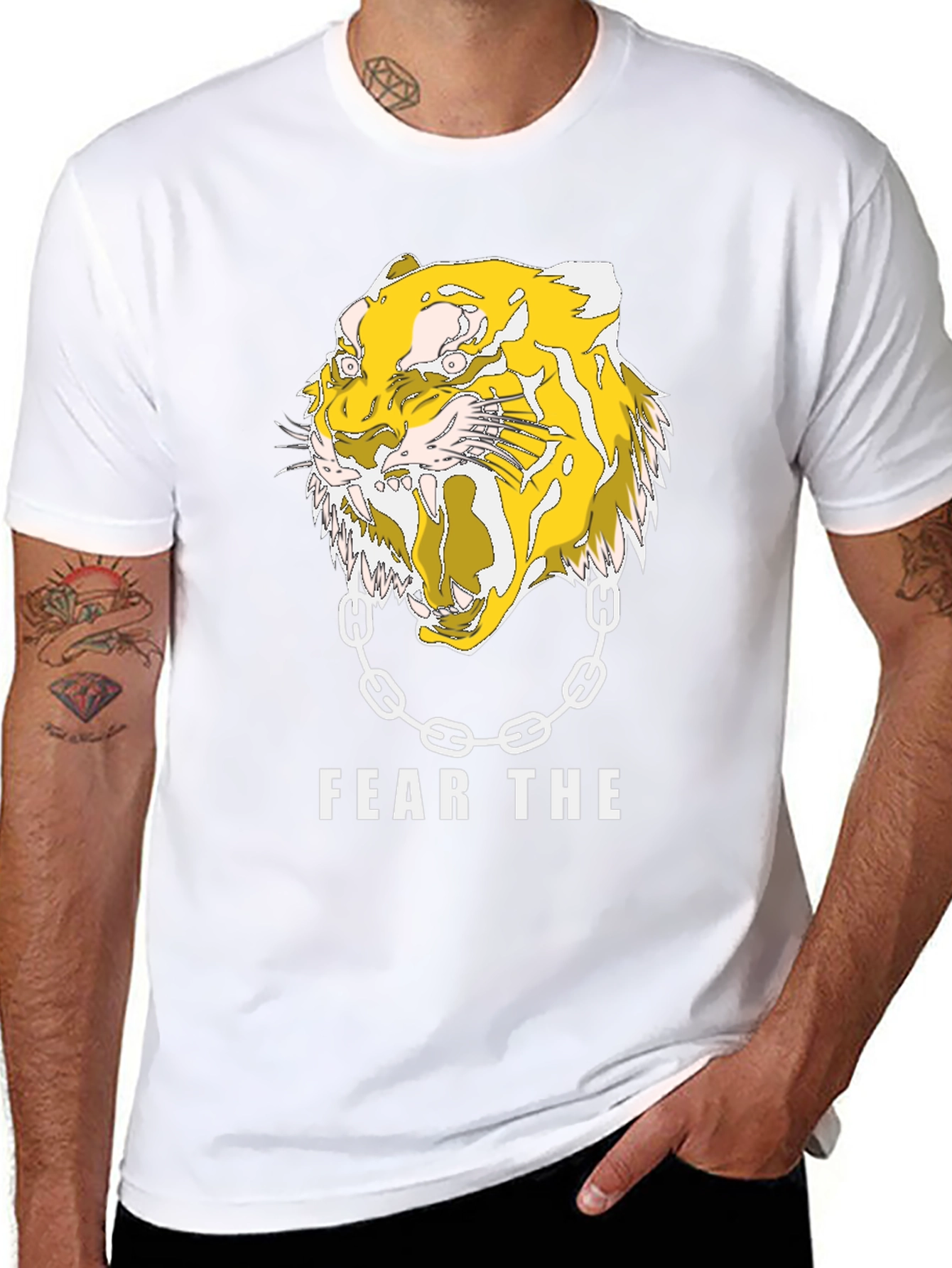 Black Fear the Tiger Graphic Print Black T-Shirt view 8