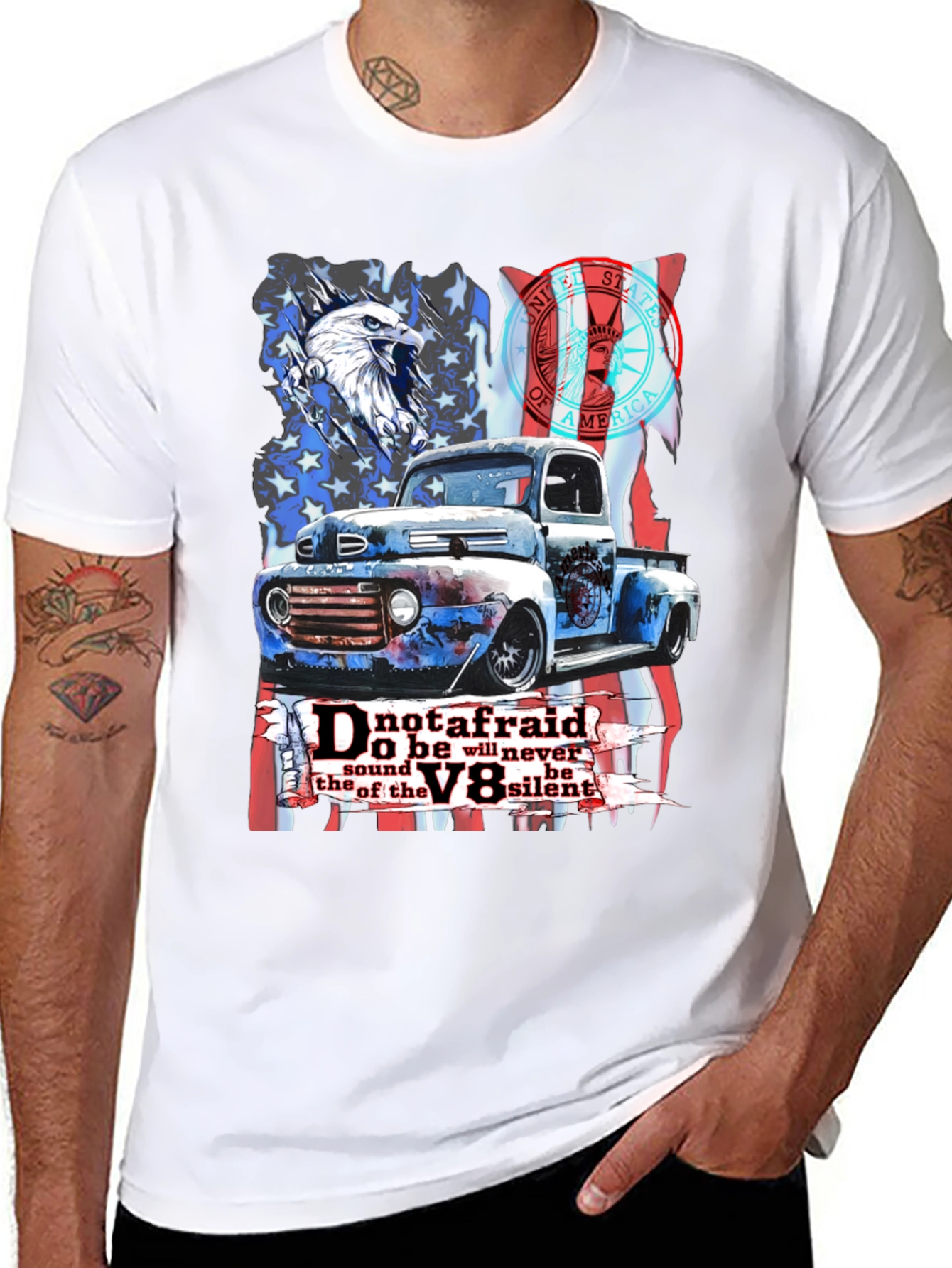 Patriotic V8 Truck Graphic Tee - 8