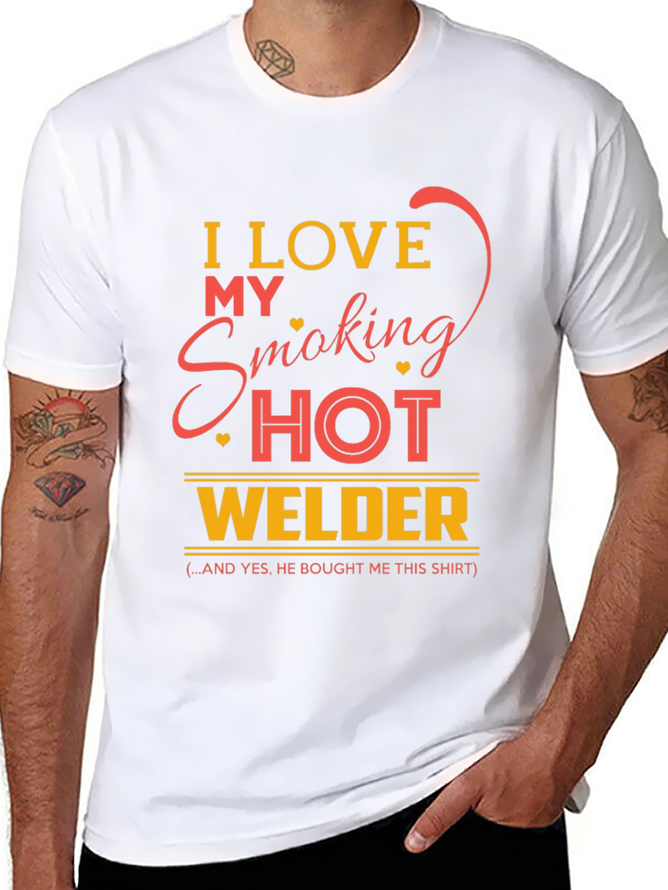 Black I Love My Smoking Hot Welder Graphic T-Shirt view 8