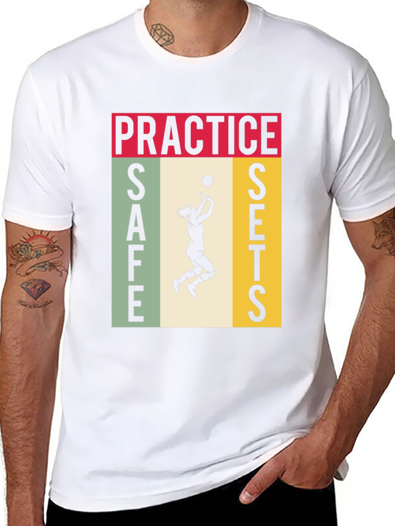 Black Practice Safe Sets Volleyball Graphic Tee view 8