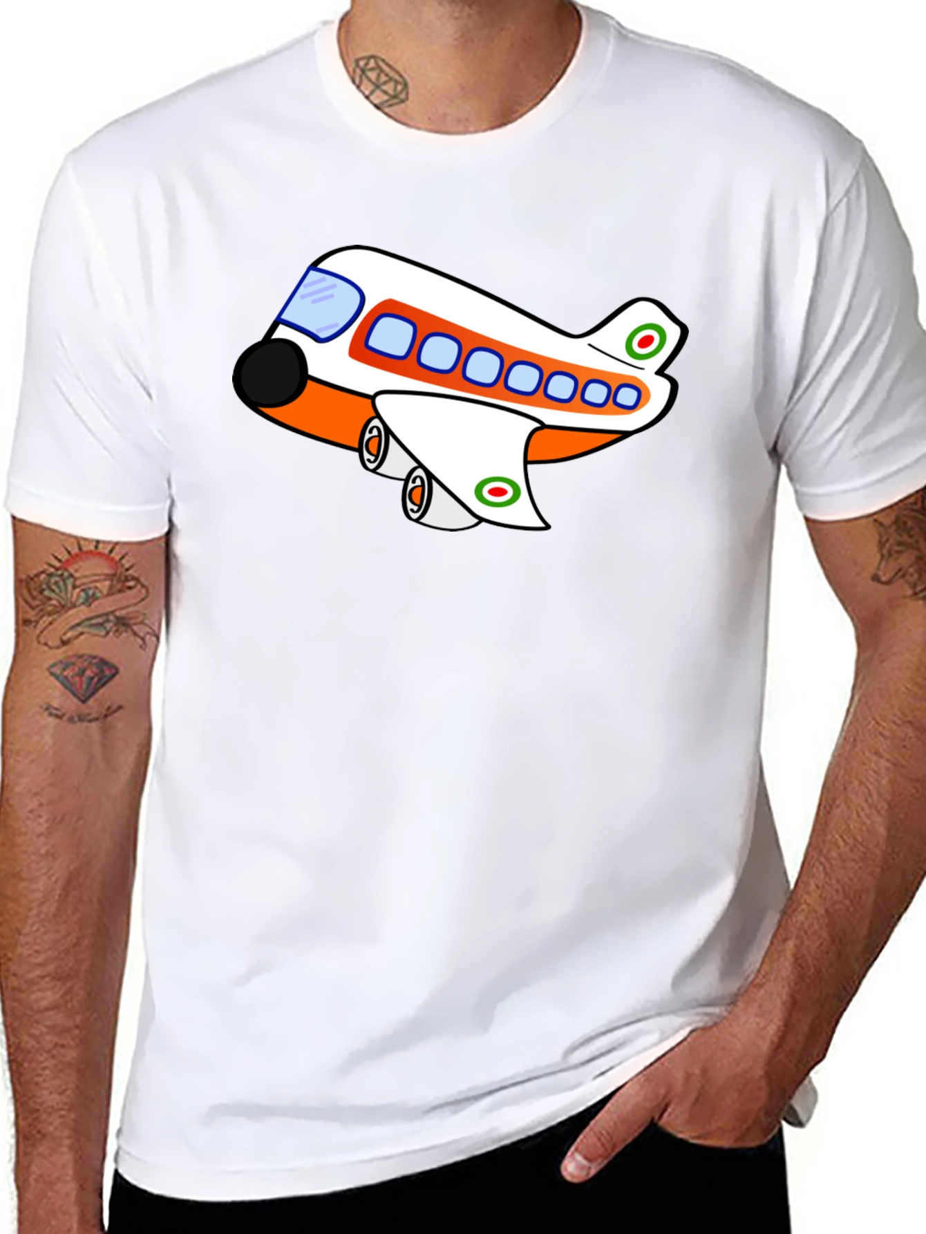 Black Cartoon Plane Graphic T-Shirt view 8